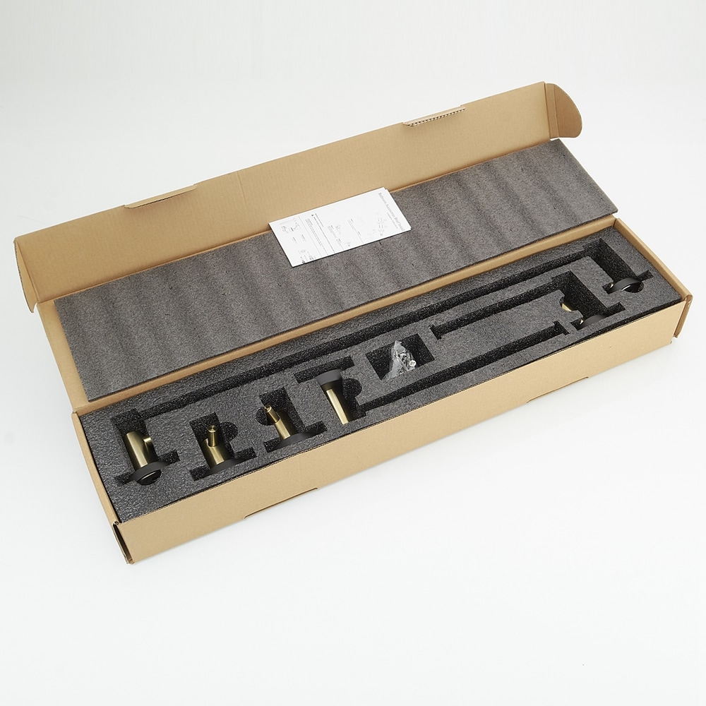 Juego de accesorios para baño decorativo negro y dorado de 5 piezas: barra de toalla, porta papel higiénico y gancho para batas incluidos A-91013-S-GB-1