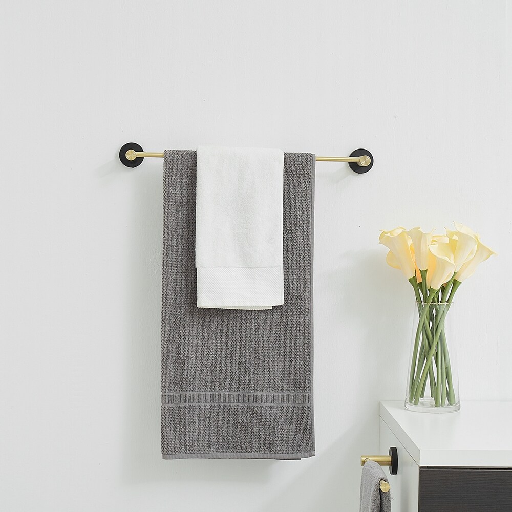 Juego de accesorios para baño decorativo negro y dorado de 5 piezas: barra de toalla, porta papel higiénico y gancho para batas incluidos A-91013-S-GB-1