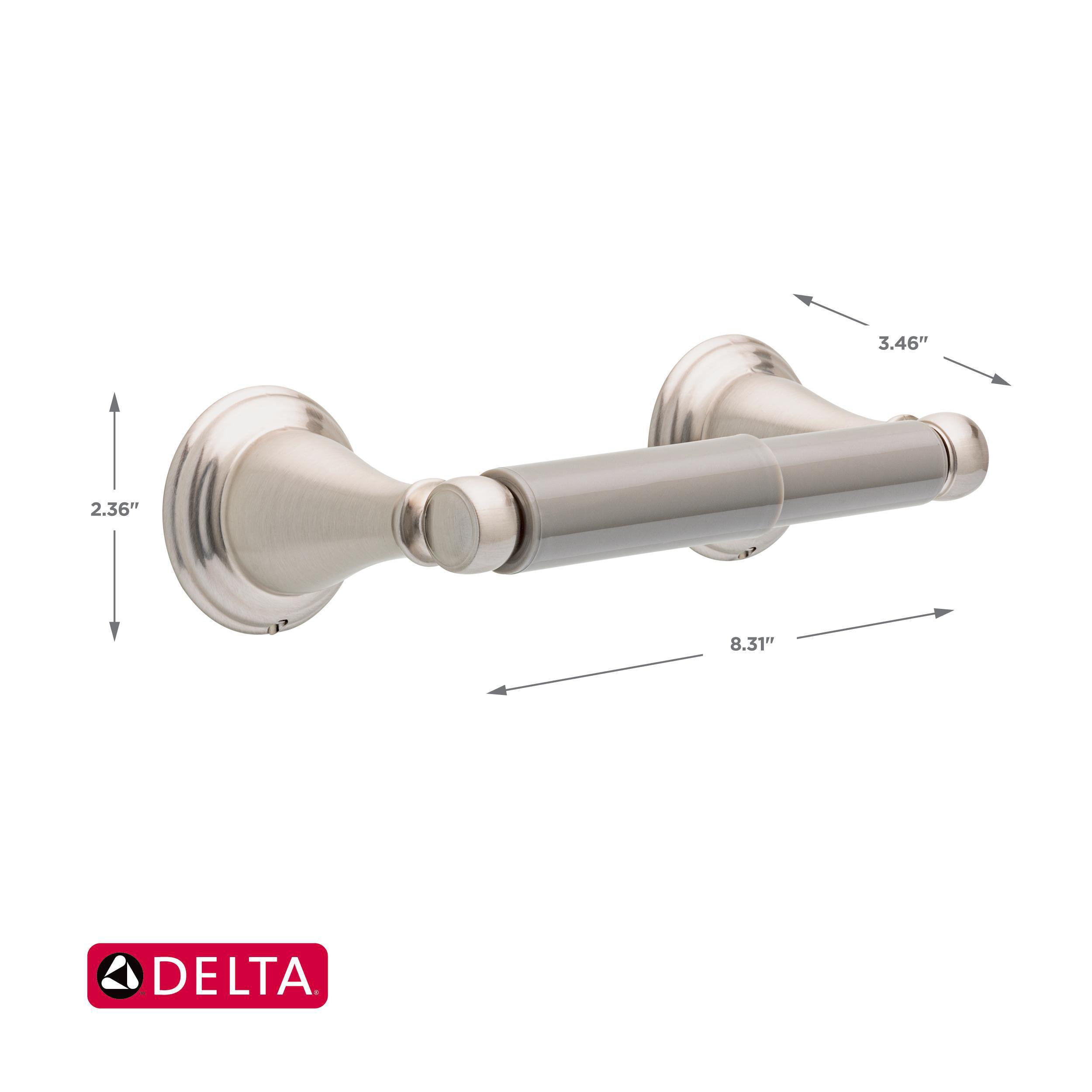 Juego de Accesorios Decorativos para Baño de 4 Piezas en Níquel Cepillado con Protección contra Manchas estilo Windemere de Delta - Incluye Barra de Toalla, Porta Papel Higiénico, Anillo para Toalla y Gancho para Bata WIN64-BN-VK