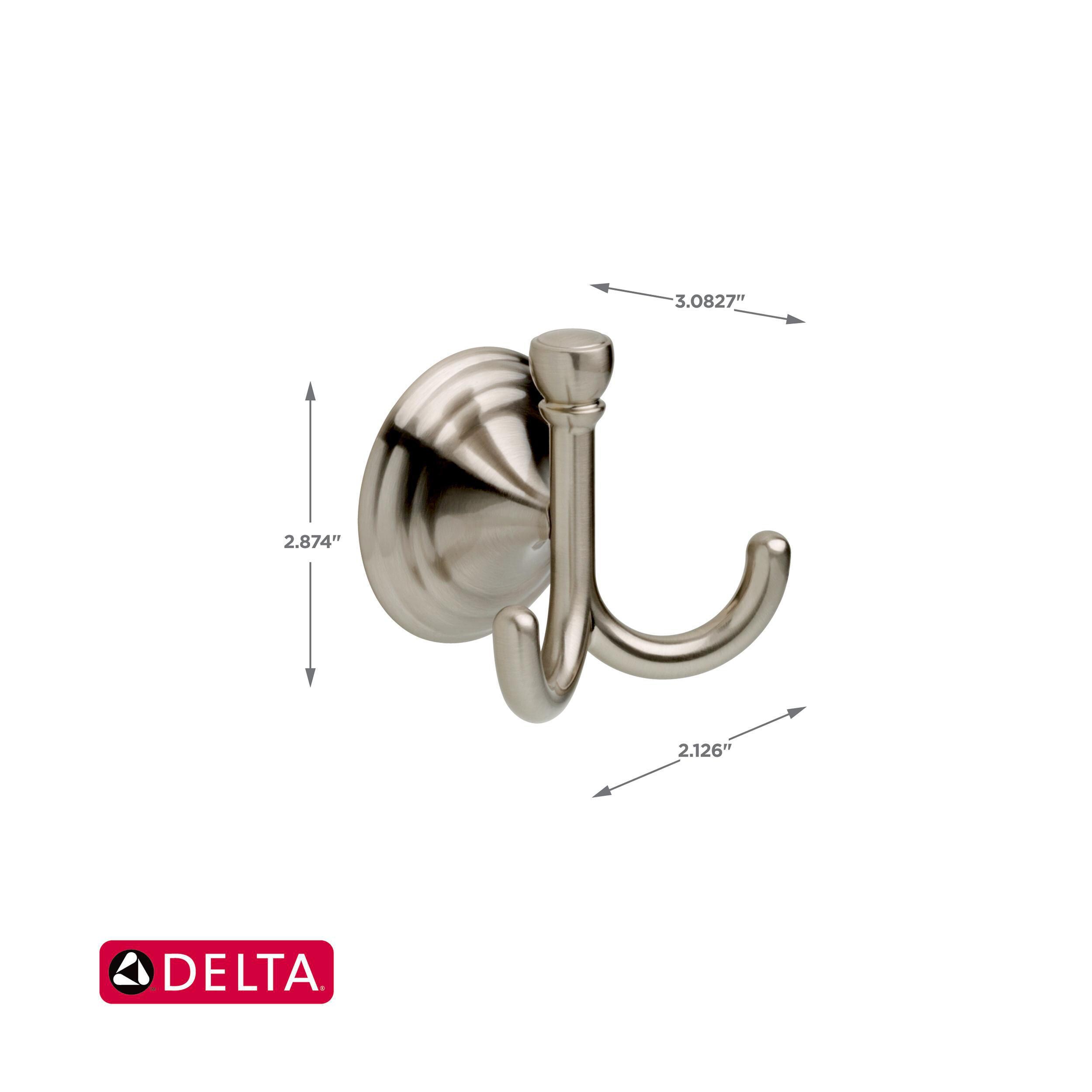 Juego de Accesorios Decorativos para Baño de 4 Piezas en Níquel Cepillado con Protección contra Manchas estilo Windemere de Delta - Incluye Barra de Toalla, Porta Papel Higiénico, Anillo para Toalla y Gancho para Bata WIN64-BN-VK
