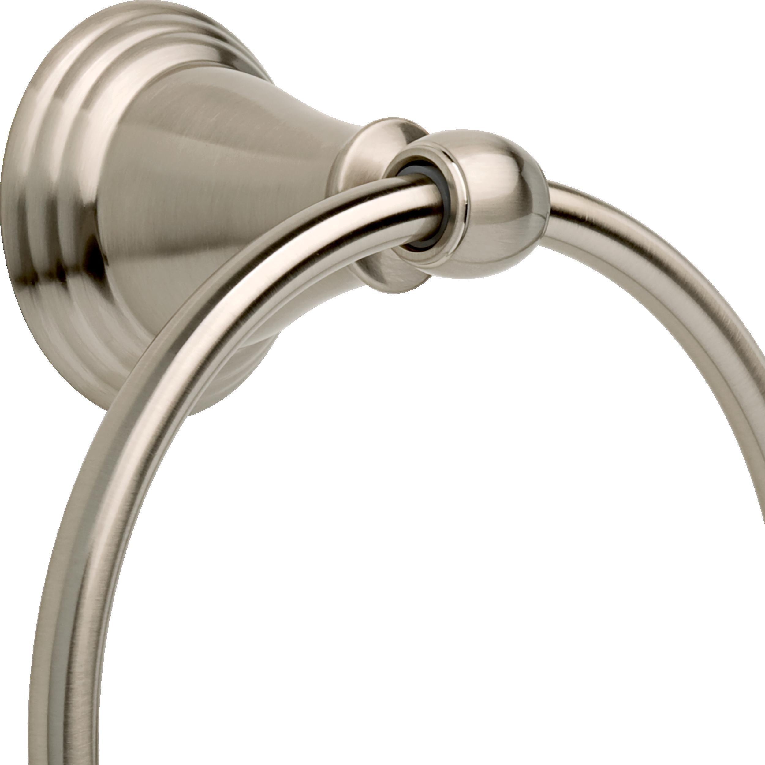Juego de Accesorios Decorativos para Baño de 4 Piezas en Níquel Cepillado con Protección contra Manchas estilo Windemere de Delta - Incluye Barra de Toalla, Porta Papel Higiénico, Anillo para Toalla y Gancho para Bata WIN64-BN-VK
