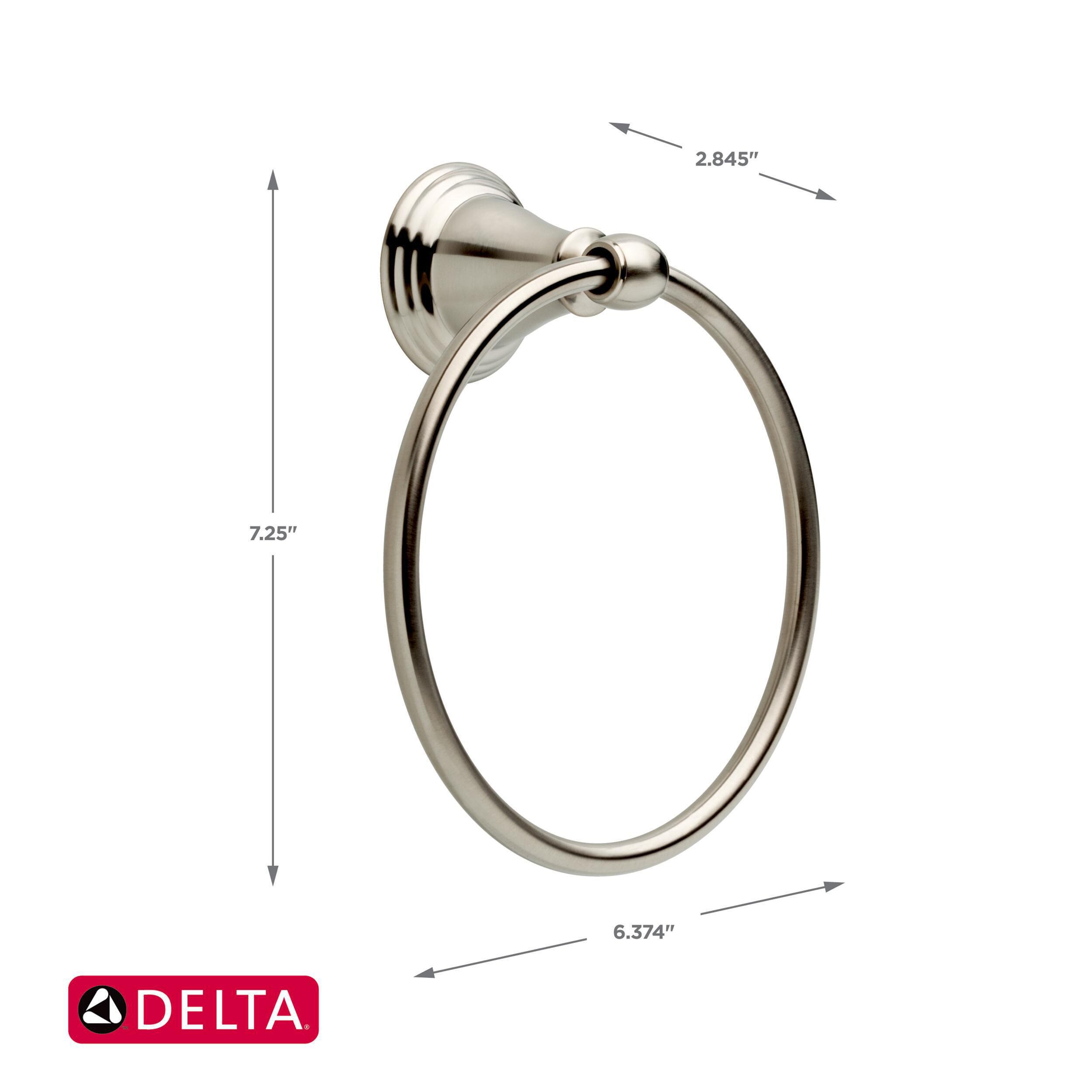Juego de Accesorios Decorativos para Baño de 4 Piezas en Níquel Cepillado con Protección contra Manchas estilo Windemere de Delta - Incluye Barra de Toalla, Porta Papel Higiénico, Anillo para Toalla y Gancho para Bata WIN64-BN-VK