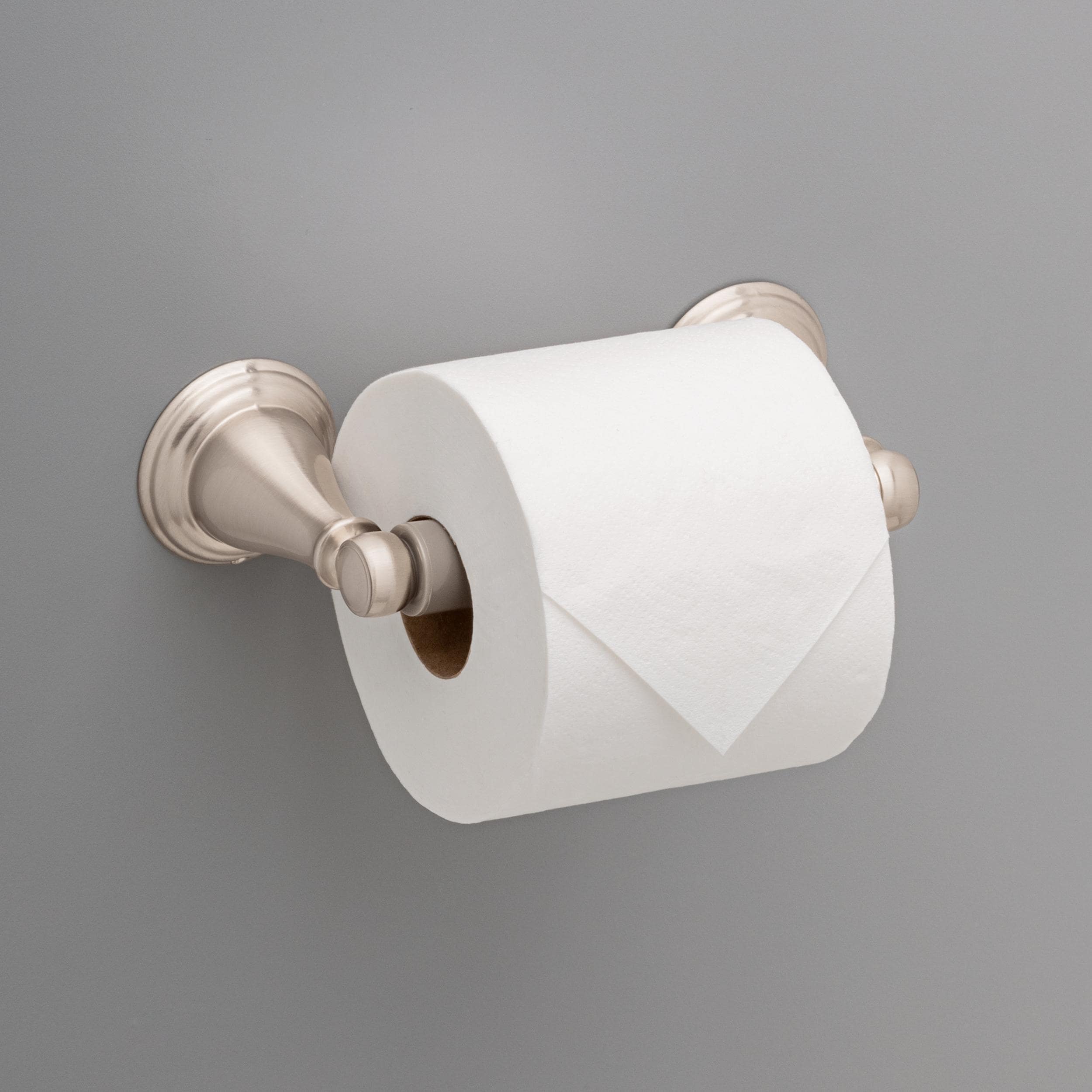 Juego de Accesorios Decorativos para Baño de 4 Piezas en Níquel Cepillado con Protección contra Manchas estilo Windemere de Delta - Incluye Barra de Toalla, Porta Papel Higiénico, Anillo para Toalla y Gancho para Bata WIN64-BN-VK