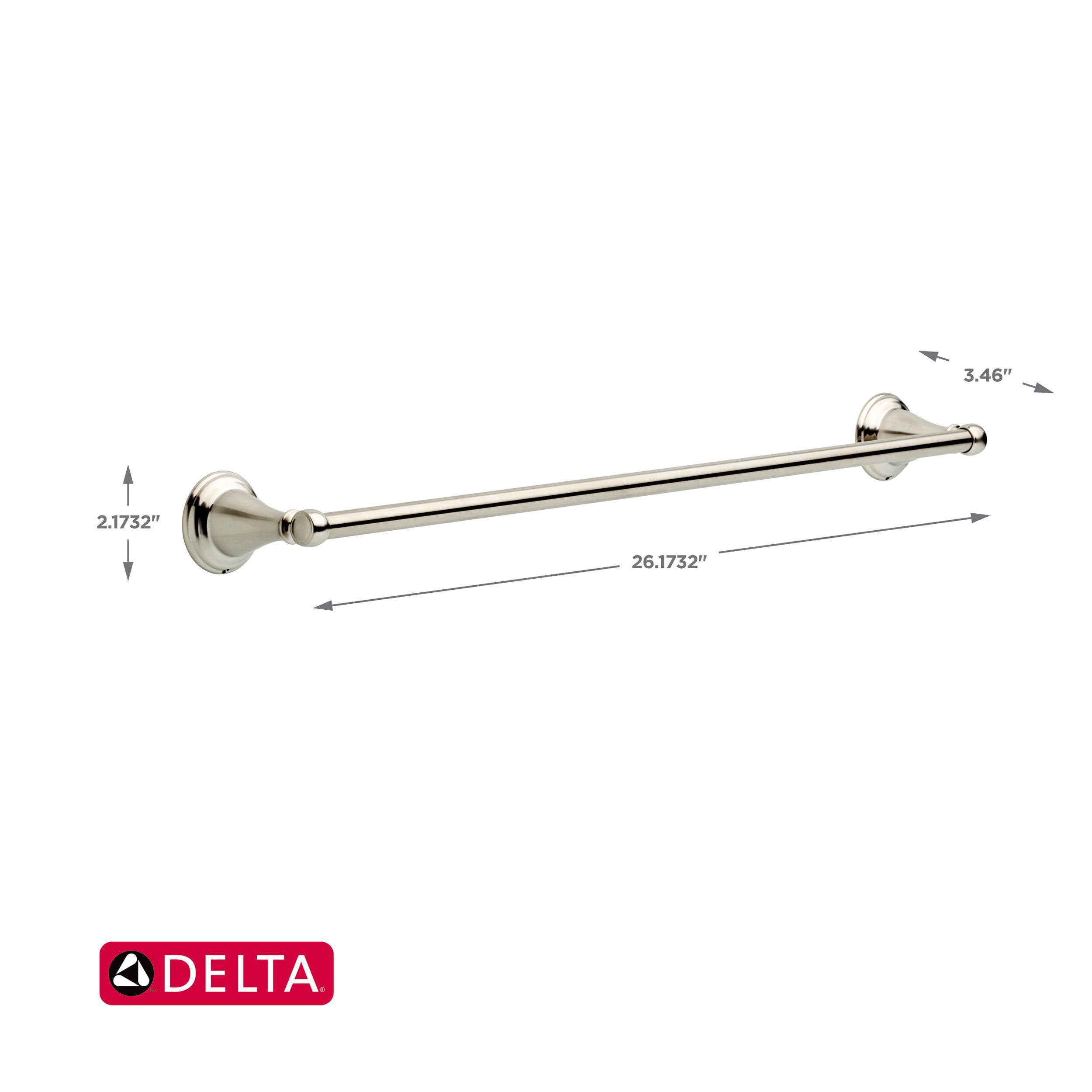 Juego de Accesorios Decorativos para Baño de 4 Piezas en Níquel Cepillado con Protección contra Manchas estilo Windemere de Delta - Incluye Barra de Toalla, Porta Papel Higiénico, Anillo para Toalla y Gancho para Bata WIN64-BN-VK