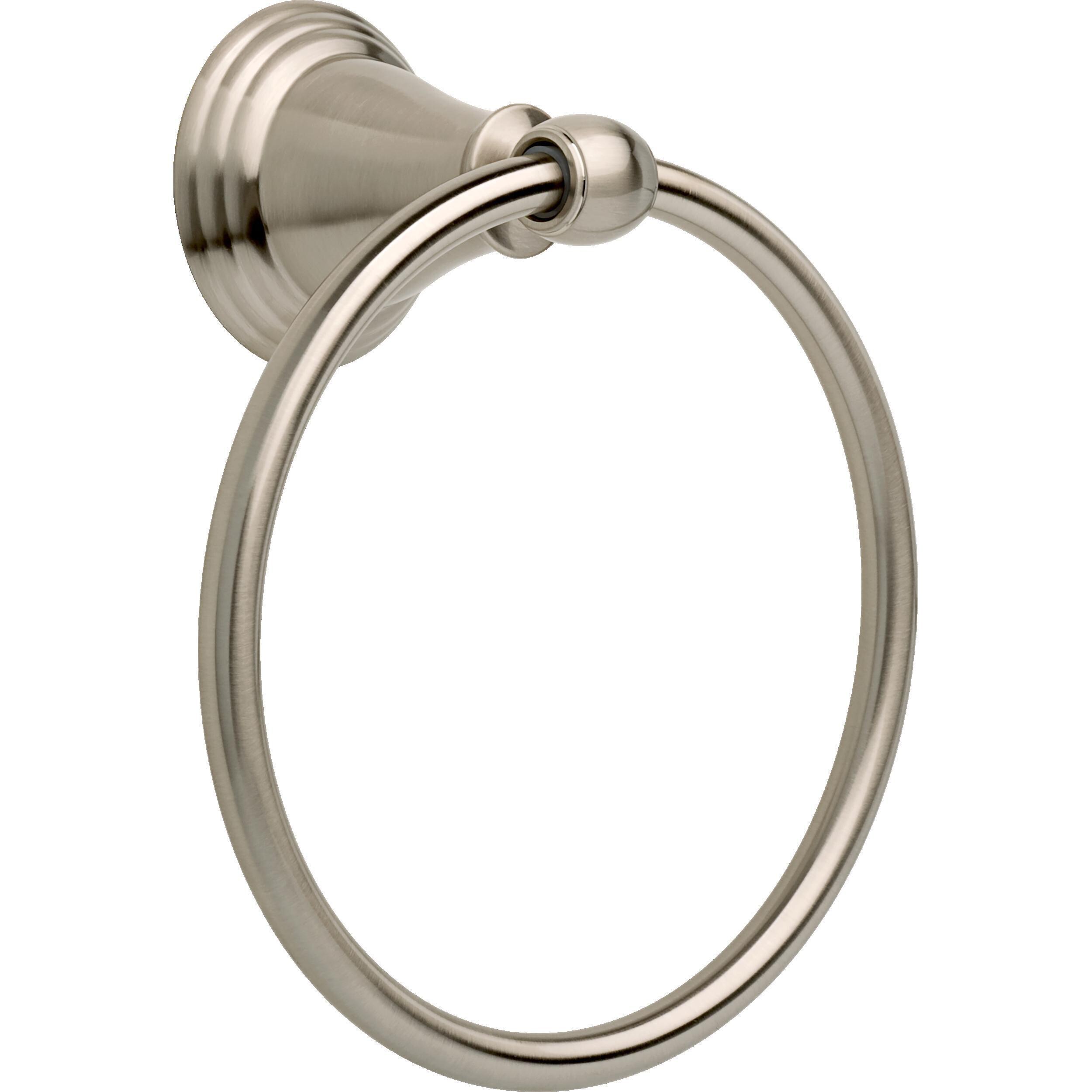 Juego de Accesorios Decorativos para Baño de 4 Piezas en Níquel Cepillado con Protección contra Manchas estilo Windemere de Delta - Incluye Barra de Toalla, Porta Papel Higiénico, Anillo para Toalla y Gancho para Bata WIN64-BN-VK