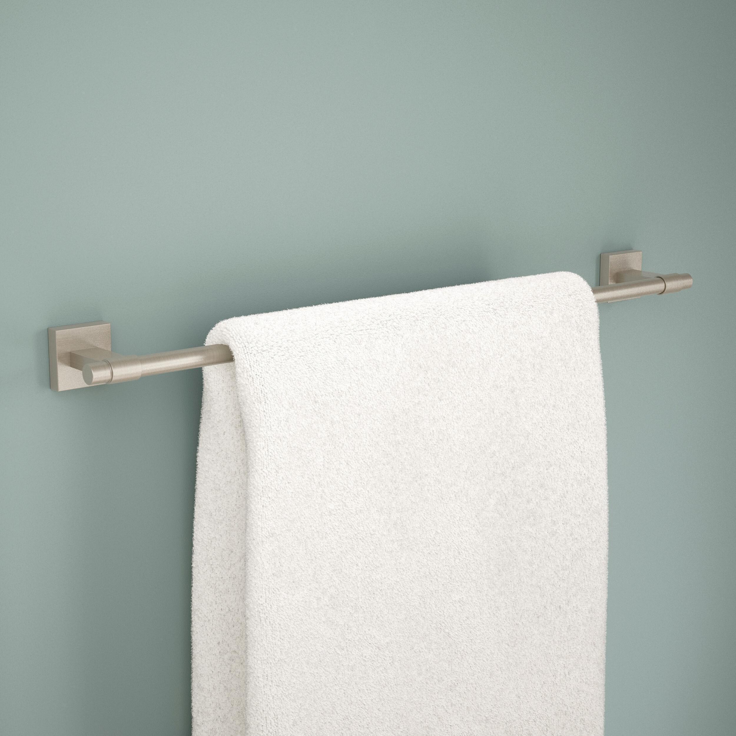 Juego de accesorios de baño decorativos en níquel satinado de 4 piezas Maxted de Franklin Brass: Barra de toalla, Portarrollos de papel, Anillo de toalla y Gancho para batas incluidos MAX64-SN-VK
