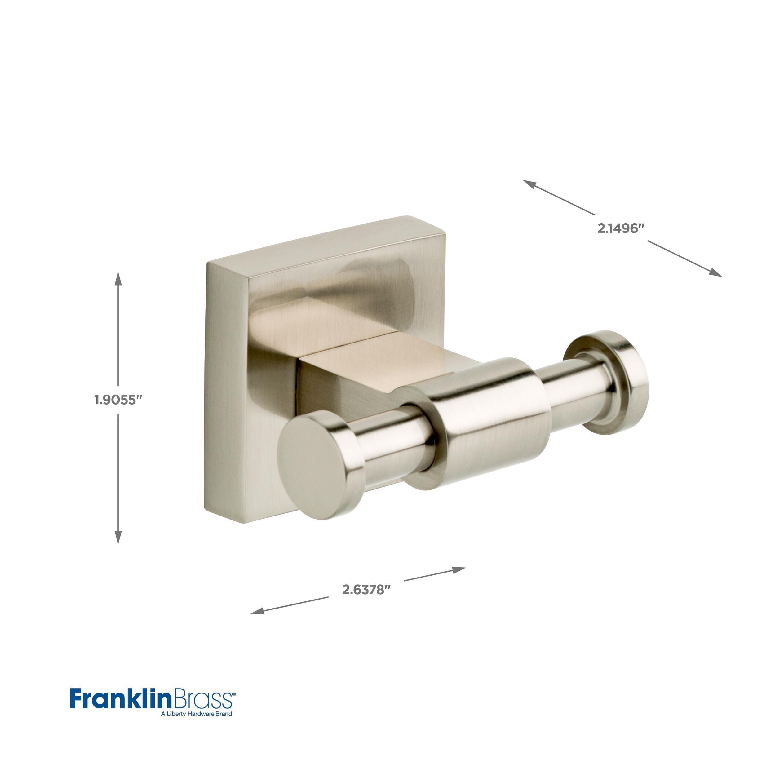Juego de accesorios de baño decorativos en níquel satinado de 4 piezas Maxted de Franklin Brass: Barra de toalla, Portarrollos de papel, Anillo de toalla y Gancho para batas incluidos MAX64-SN-VK