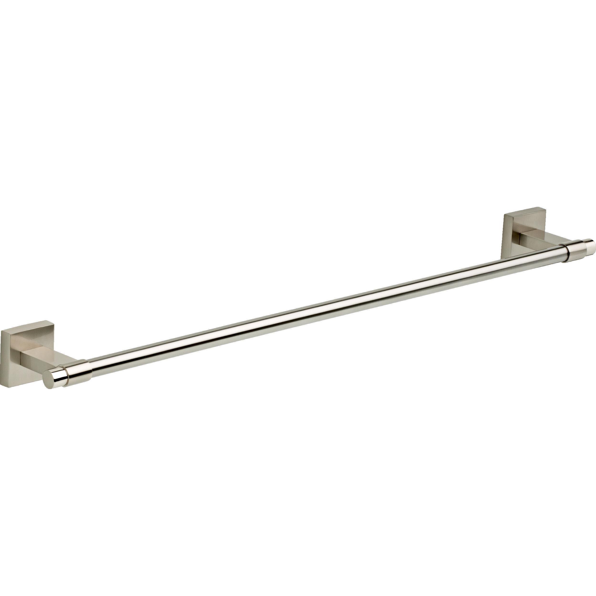 Juego de accesorios de baño decorativos en níquel satinado de 4 piezas Maxted de Franklin Brass: Barra de toalla, Portarrollos de papel, Anillo de toalla y Gancho para batas incluidos MAX64-SN-VK