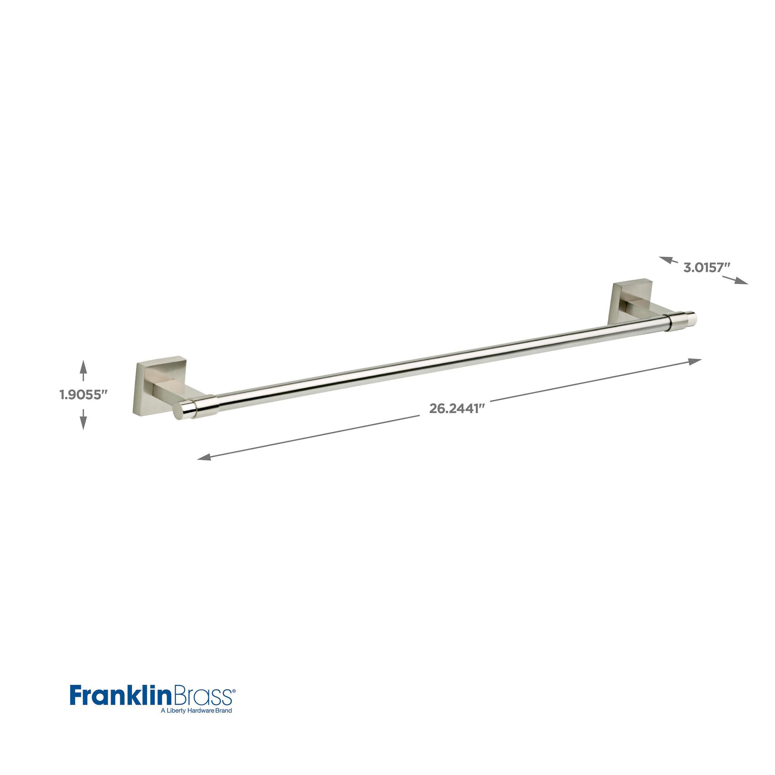 Juego de accesorios de baño decorativos en níquel satinado de 4 piezas Maxted de Franklin Brass: Barra de toalla, Portarrollos de papel, Anillo de toalla y Gancho para batas incluidos MAX64-SN-VK