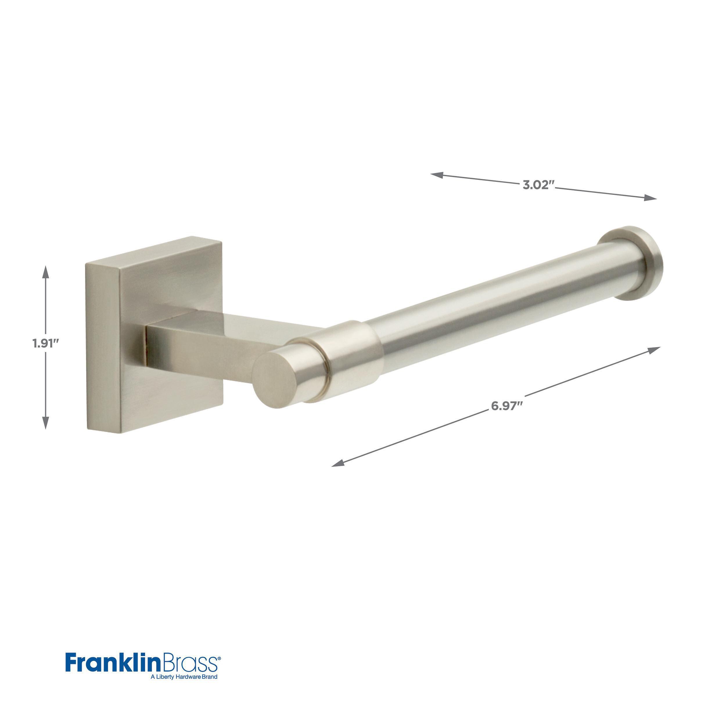 Juego de accesorios de baño decorativos en níquel satinado de 4 piezas Maxted de Franklin Brass: Barra de toalla, Portarrollos de papel, Anillo de toalla y Gancho para batas incluidos MAX64-SN-VK