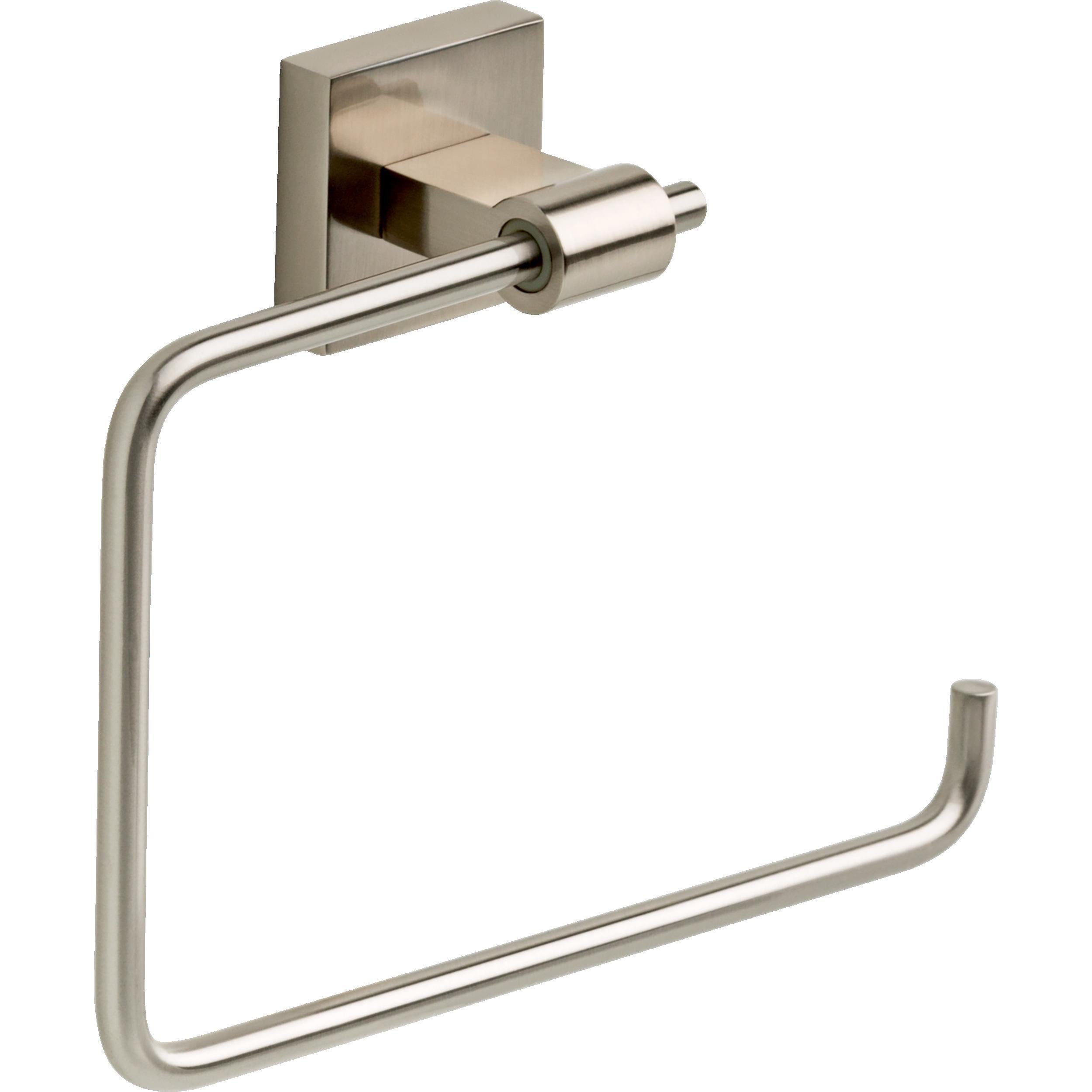Juego de accesorios de baño decorativos en níquel satinado de 4 piezas Maxted de Franklin Brass: Barra de toalla, Portarrollos de papel, Anillo de toalla y Gancho para batas incluidos MAX64-SN-VK