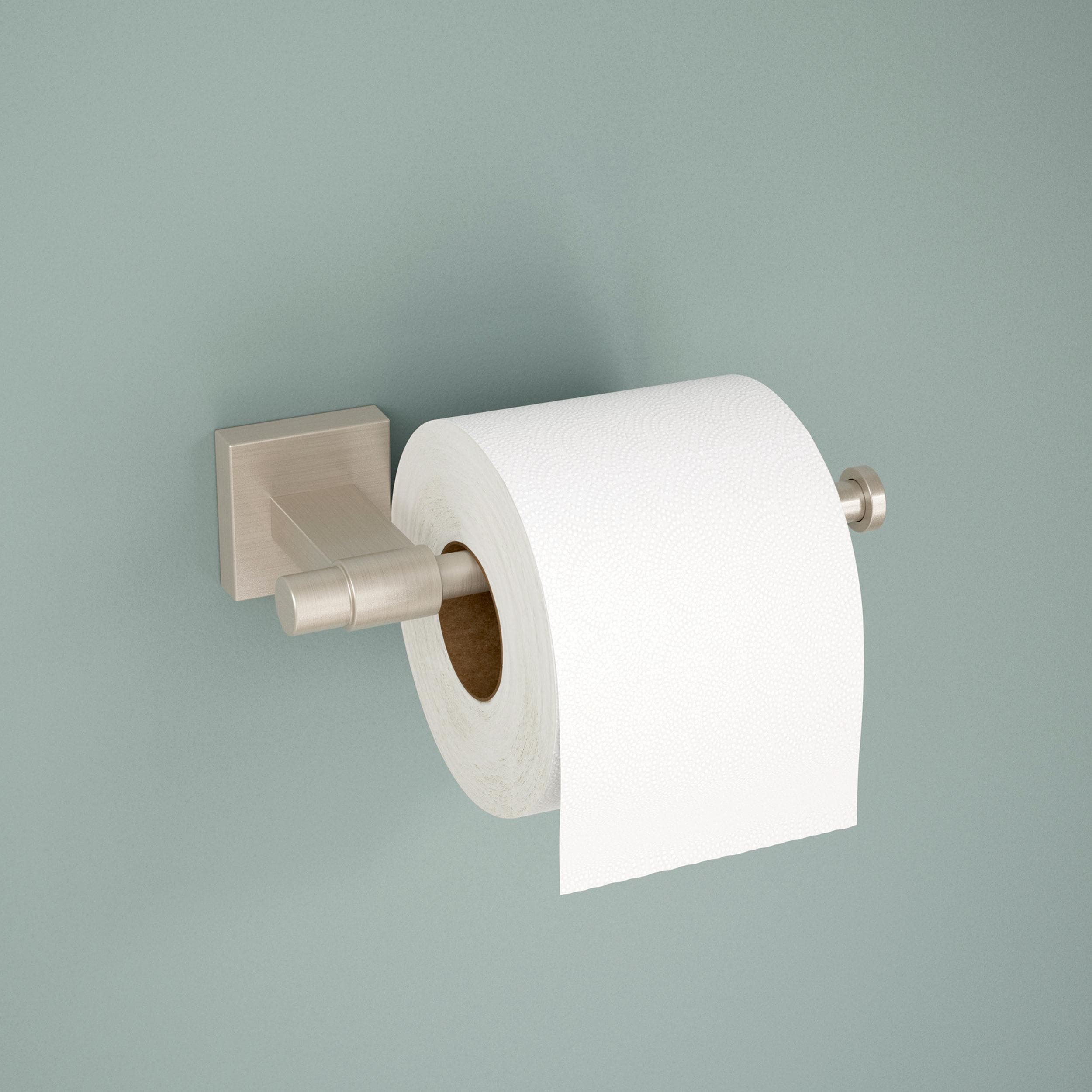 Juego de accesorios de baño decorativos en níquel satinado de 4 piezas Maxted de Franklin Brass: Barra de toalla, Portarrollos de papel, Anillo de toalla y Gancho para batas incluidos MAX64-SN-VK