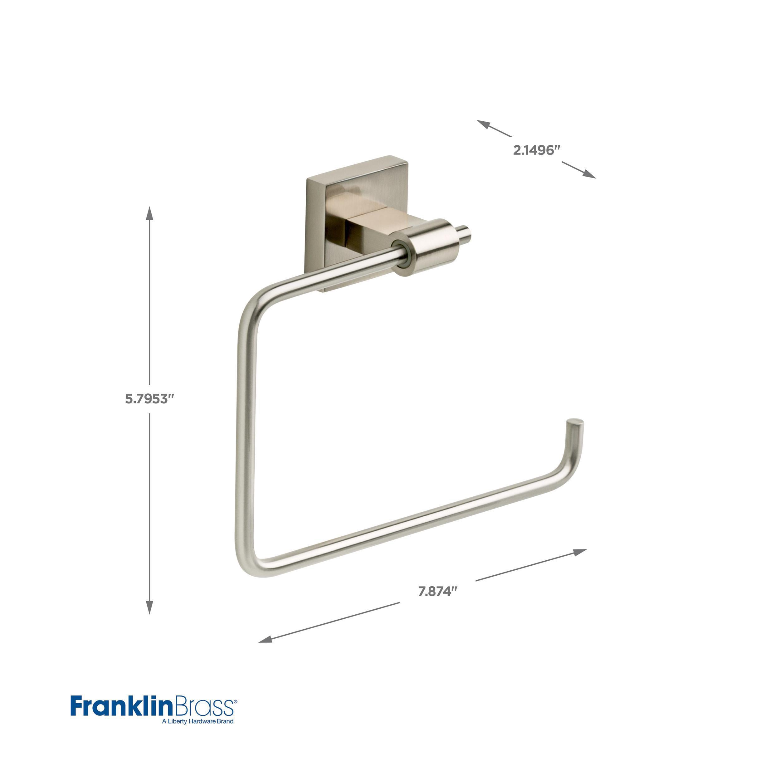 Juego de accesorios de baño decorativos en níquel satinado de 4 piezas Maxted de Franklin Brass: Barra de toalla, Portarrollos de papel, Anillo de toalla y Gancho para batas incluidos MAX64-SN-VK