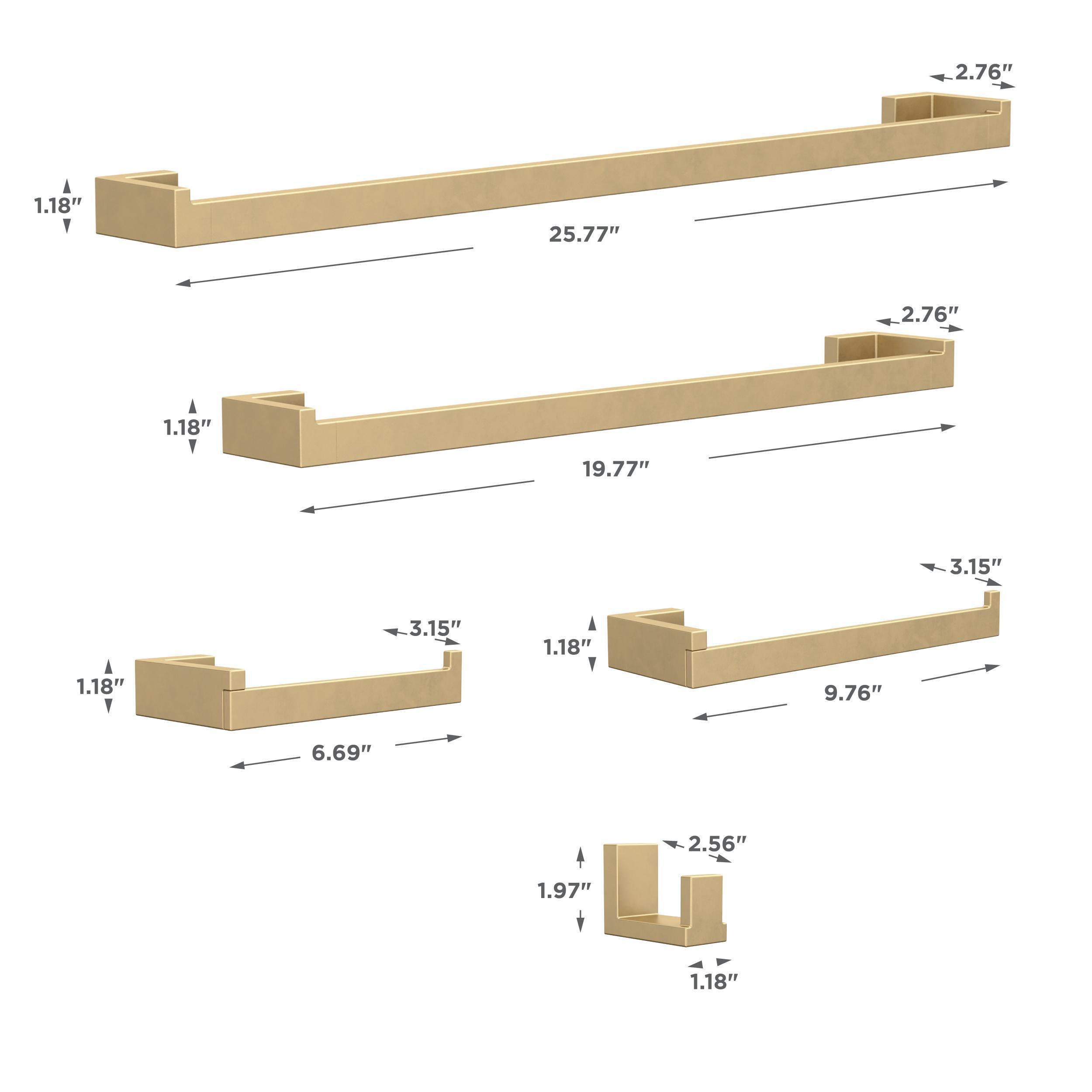 Juego de accesorios decorativos para baño en oro satinado Beaufort de 5 piezas de Franklin Brass: barra para toallas, portarrollos, anillo para toallas, y gancho para batas incluidos BFT65-BB.
