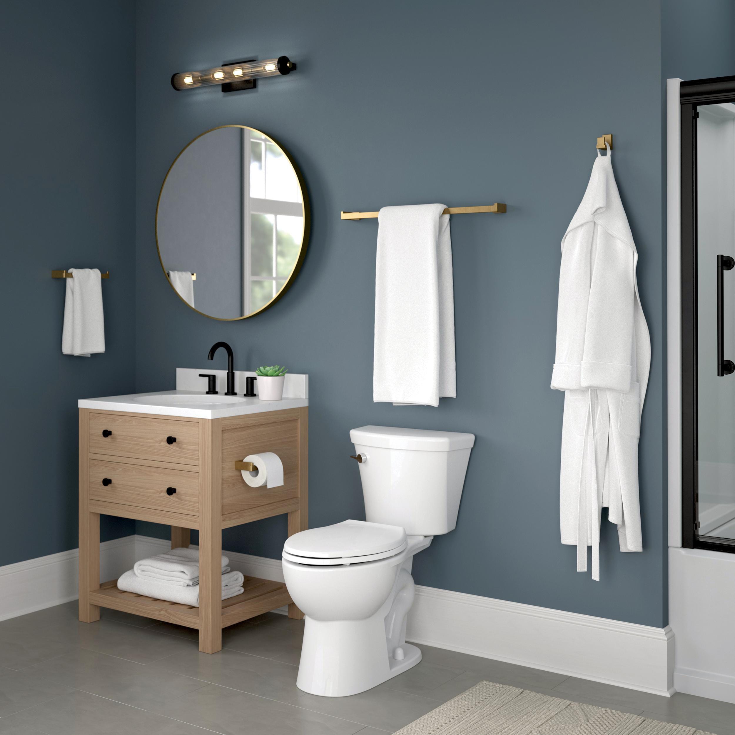 Juego de accesorios decorativos para baño en oro satinado Beaufort de 5 piezas de Franklin Brass: barra para toallas, portarrollos, anillo para toallas, y gancho para batas incluidos BFT65-BB.