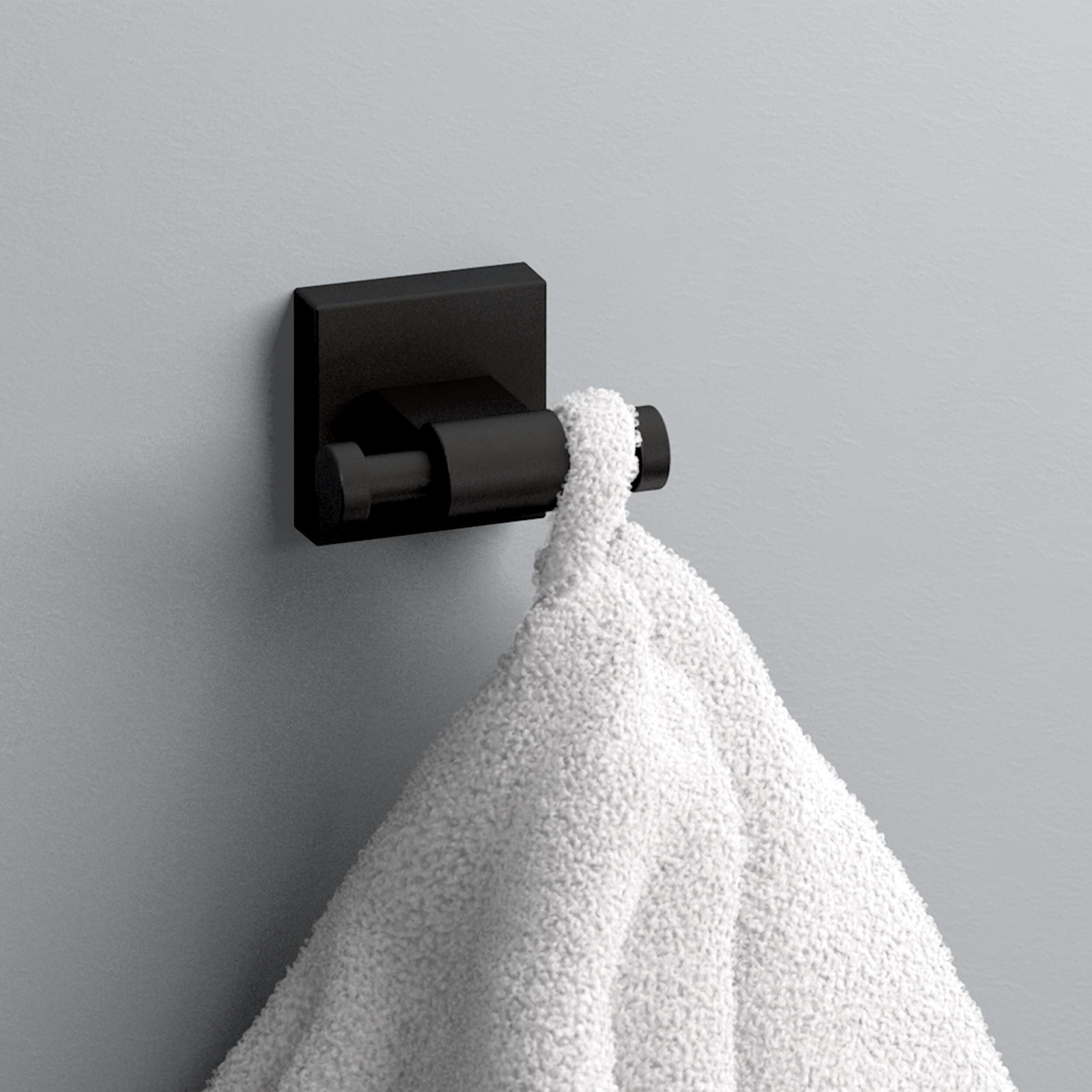 Juego de accesorios de baño decorativos Franklin Brass Maxted en negro mate de 4 piezas: barra de toallas, portarrollos de papel, argolla porta toallas y gancho para batas incluidos MAX64-FB-VK