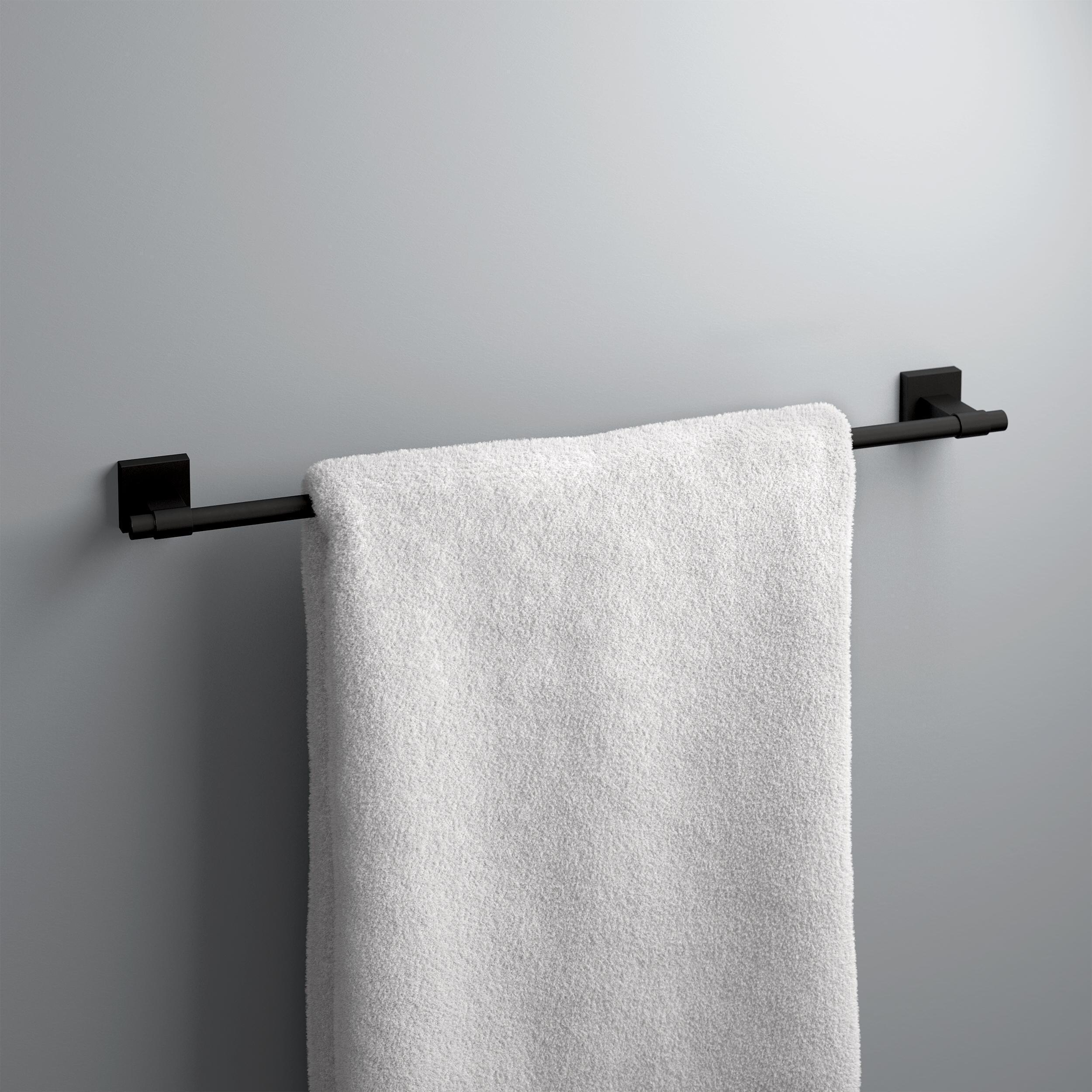 Juego de accesorios de baño decorativos Franklin Brass Maxted en negro mate de 4 piezas: barra de toallas, portarrollos de papel, argolla porta toallas y gancho para batas incluidos MAX64-FB-VK