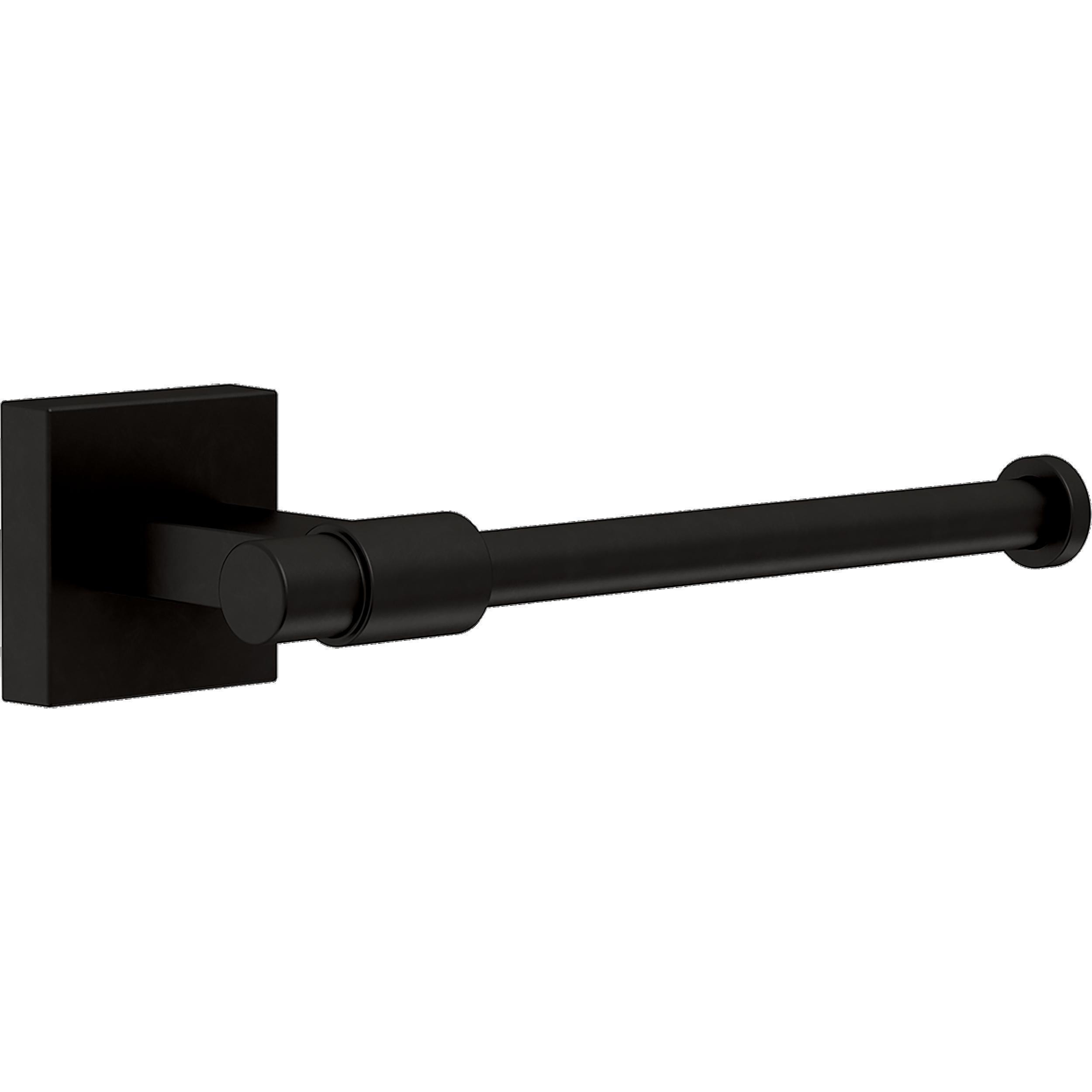 Juego de accesorios de baño decorativos Franklin Brass Maxted en negro mate de 4 piezas: barra de toallas, portarrollos de papel, argolla porta toallas y gancho para batas incluidos MAX64-FB-VK