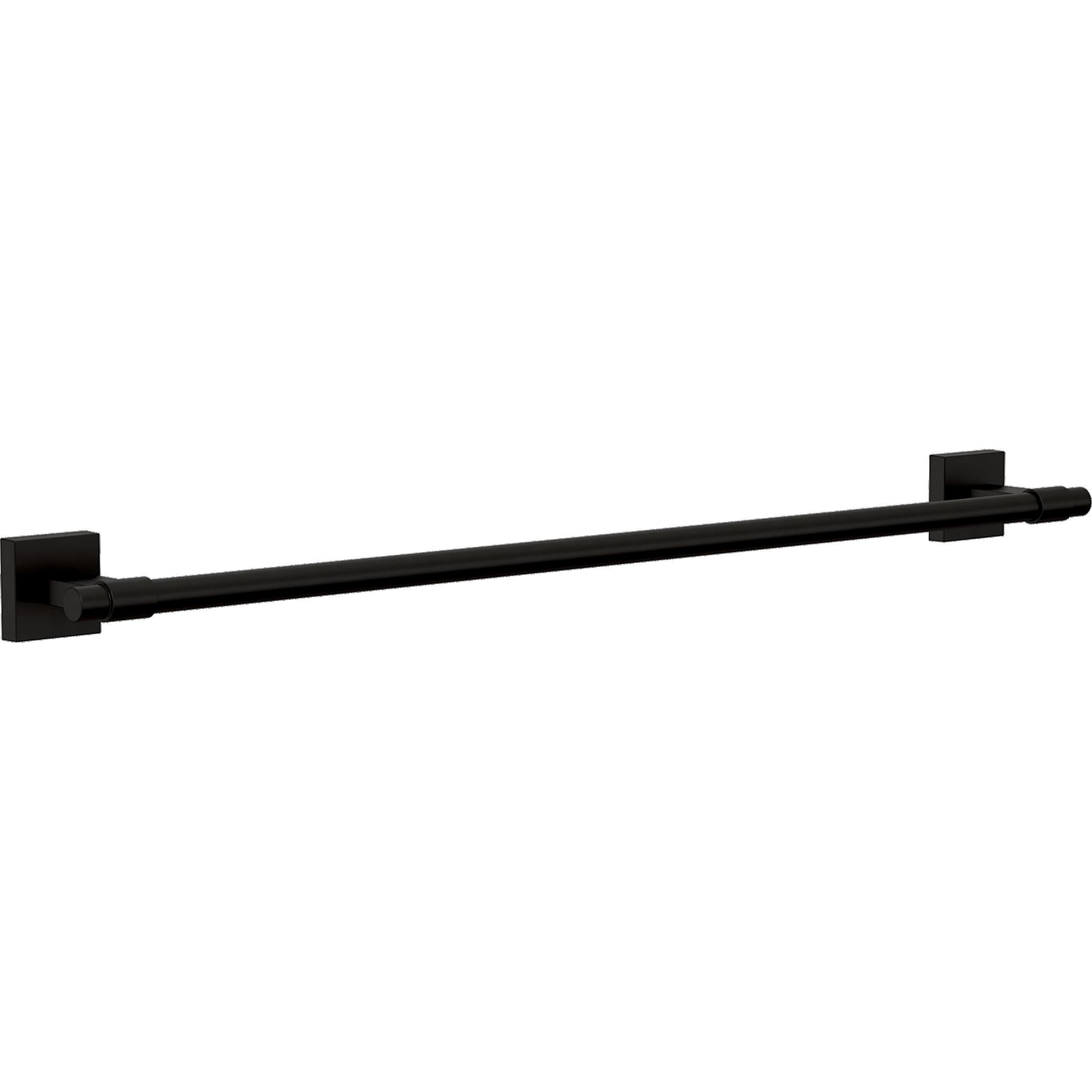 Juego de accesorios de baño decorativos Franklin Brass Maxted en negro mate de 4 piezas: barra de toallas, portarrollos de papel, argolla porta toallas y gancho para batas incluidos MAX64-FB-VK