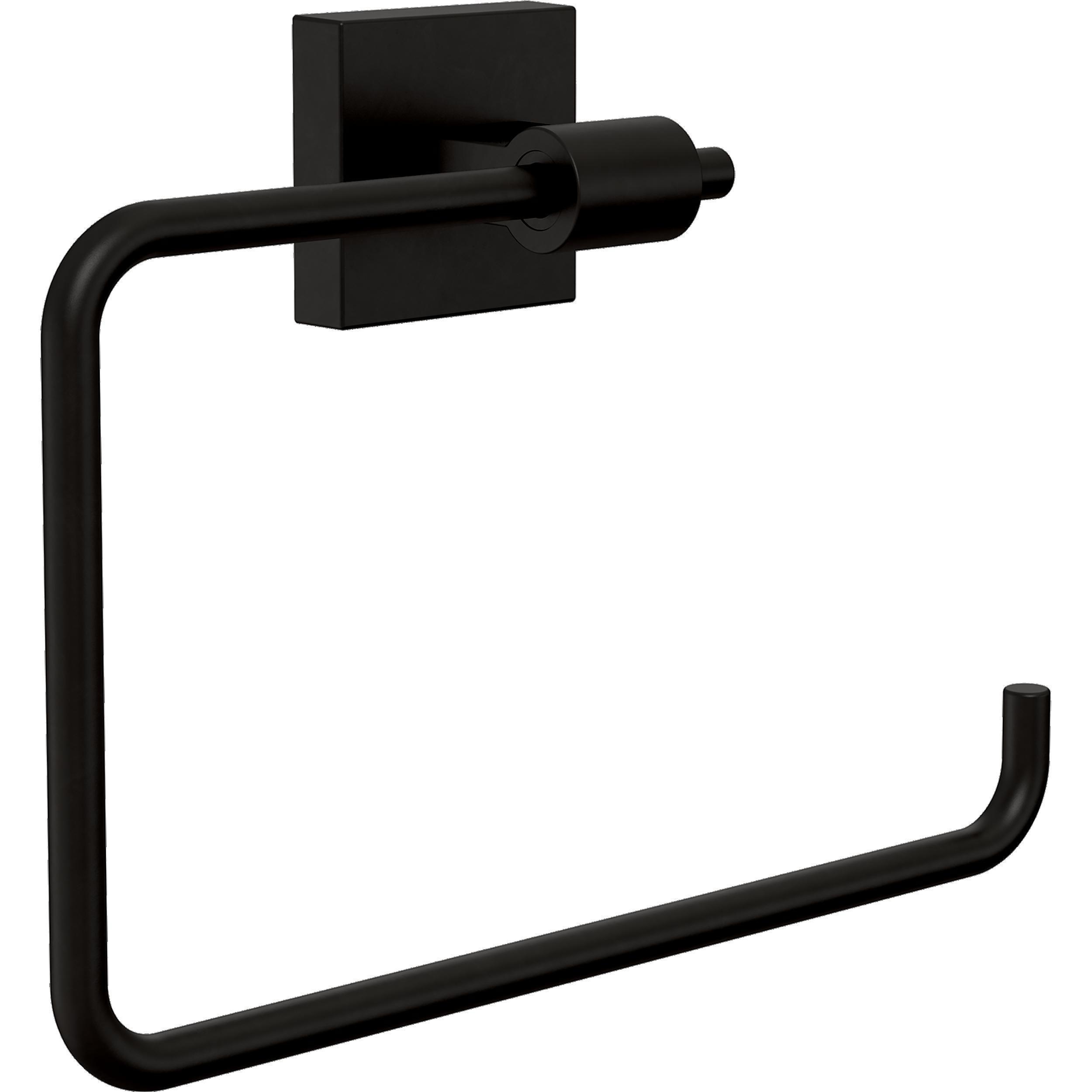 Juego de accesorios de baño decorativos Franklin Brass Maxted en negro mate de 4 piezas: barra de toallas, portarrollos de papel, argolla porta toallas y gancho para batas incluidos MAX64-FB-VK