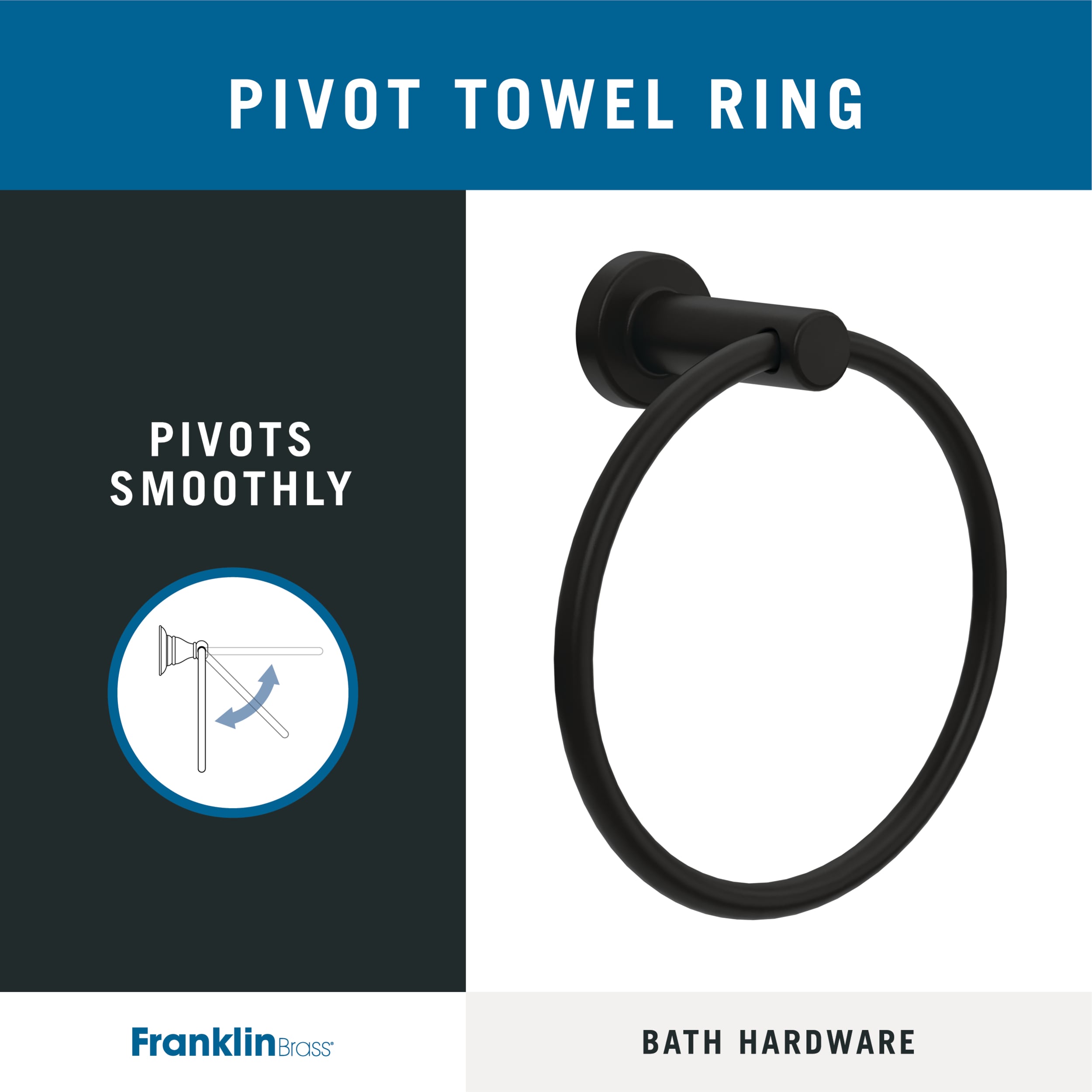 Juego de Baño Decorativo Negro Mate de 5 piezas Franklin Brass Wake: Barra para Toallas, Porta Papel Higiénico, Argolla para Toallas, Gancho para Batas incluido WAK65-MB