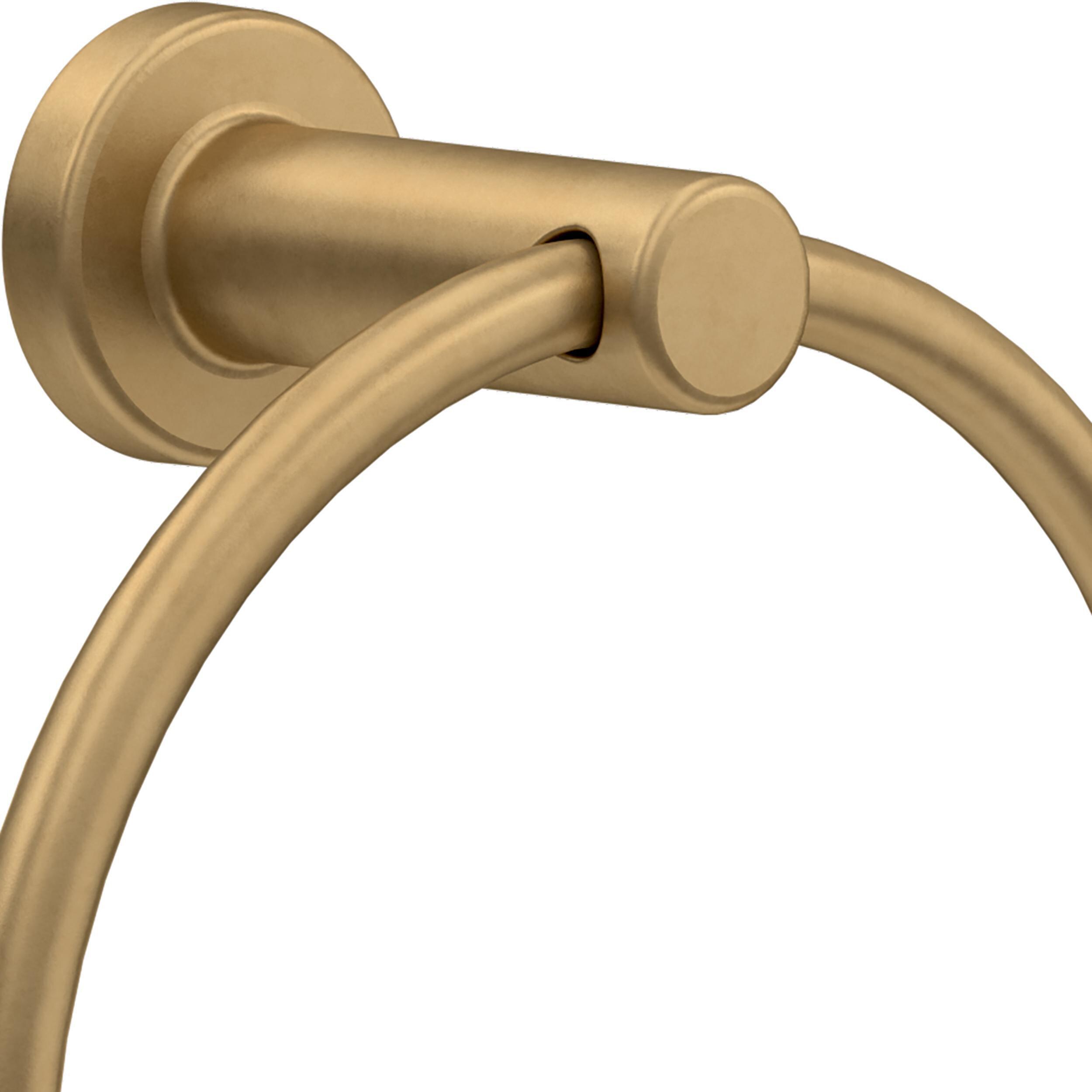 Conjunto de Accesorios para Baño Satinado de Oro de 5 Piezas Franklin Brass Wake - Barra de Toalla, Portarrollos de Papel, Anillo de Toalla, Gancho para Bata Incluido WAK65-BB