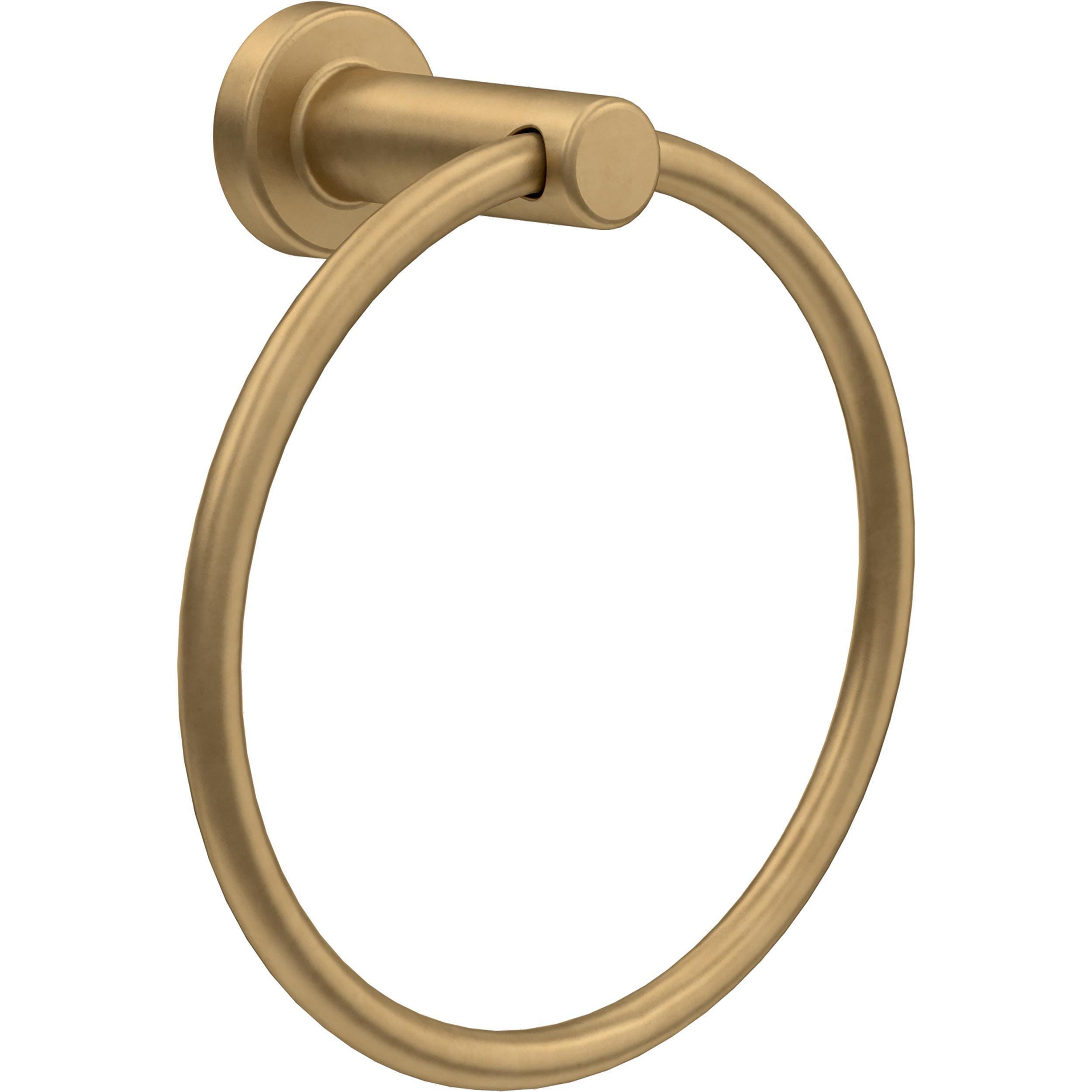 Conjunto de Accesorios para Baño Satinado de Oro de 5 Piezas Franklin Brass Wake - Barra de Toalla, Portarrollos de Papel, Anillo de Toalla, Gancho para Bata Incluido WAK65-BB