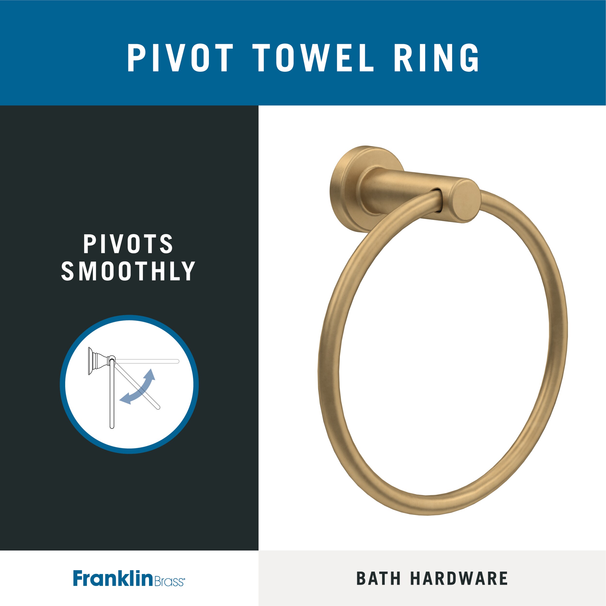 Conjunto de Accesorios para Baño Satinado de Oro de 5 Piezas Franklin Brass Wake - Barra de Toalla, Portarrollos de Papel, Anillo de Toalla, Gancho para Bata Incluido WAK65-BB