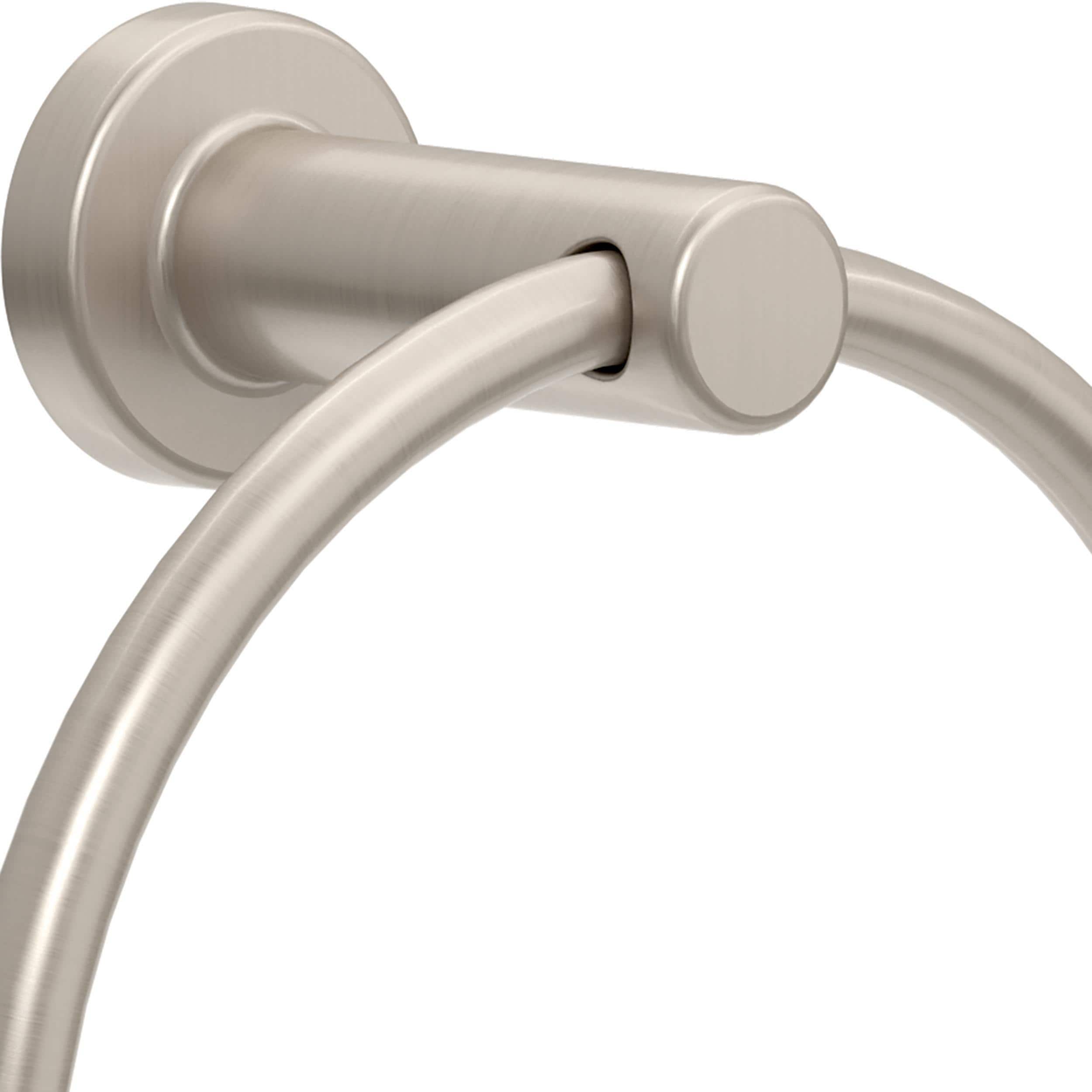 Juego de Accesorios Decorativos para Baño Franklin Brass de 5 Piezas en Níquel Satinado Wake: Barra de Toallas, Porta Papel, Argolla para Toallas, Gancho para Batas incluidos WAK65-BN