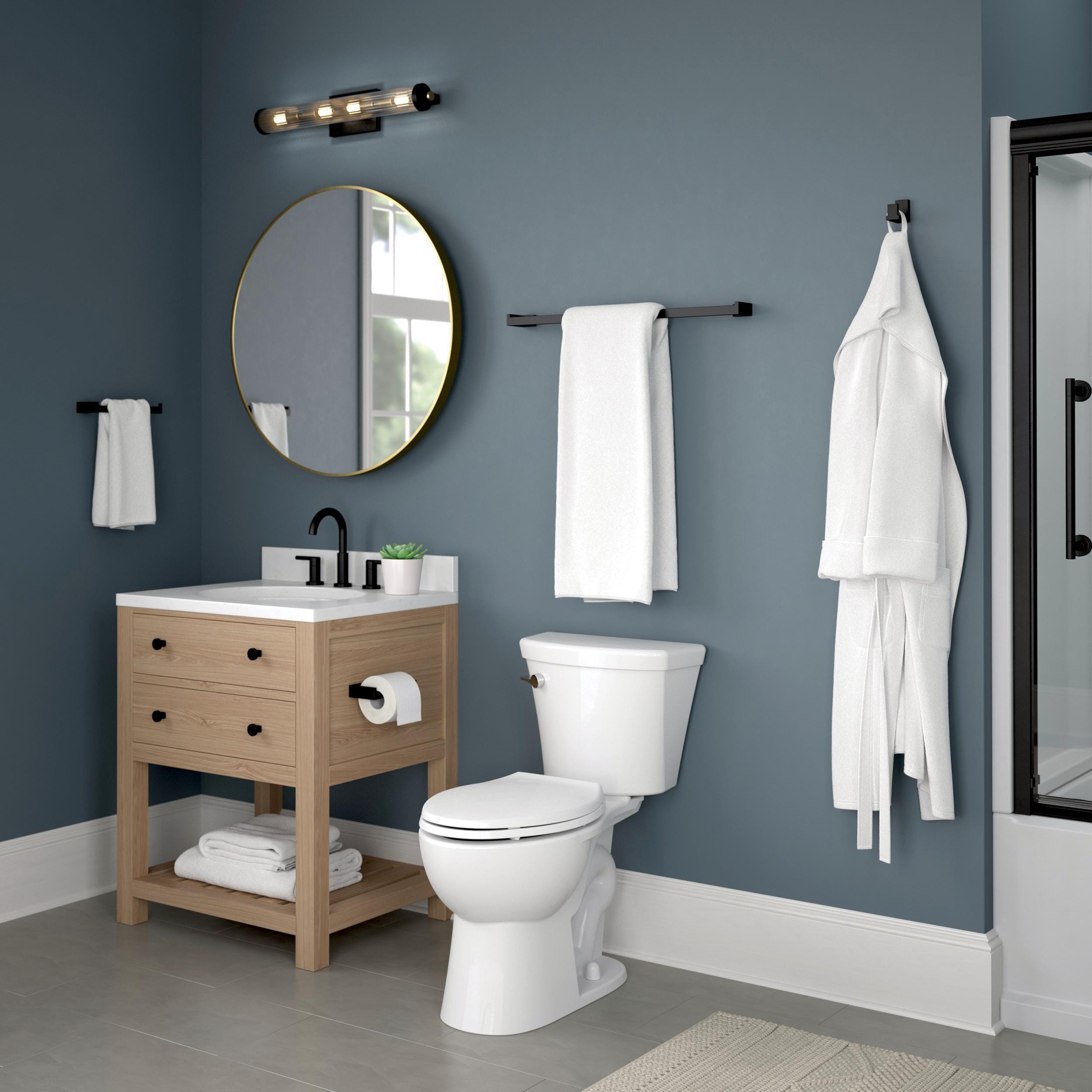 Juego de accesorios de baño decorativo en negro mate de 5 piezas Franklin Brass Beaufort: barra para toallas, porta papel higiénico, argolla para toallas, gancho para batas incluido BFT65-MB