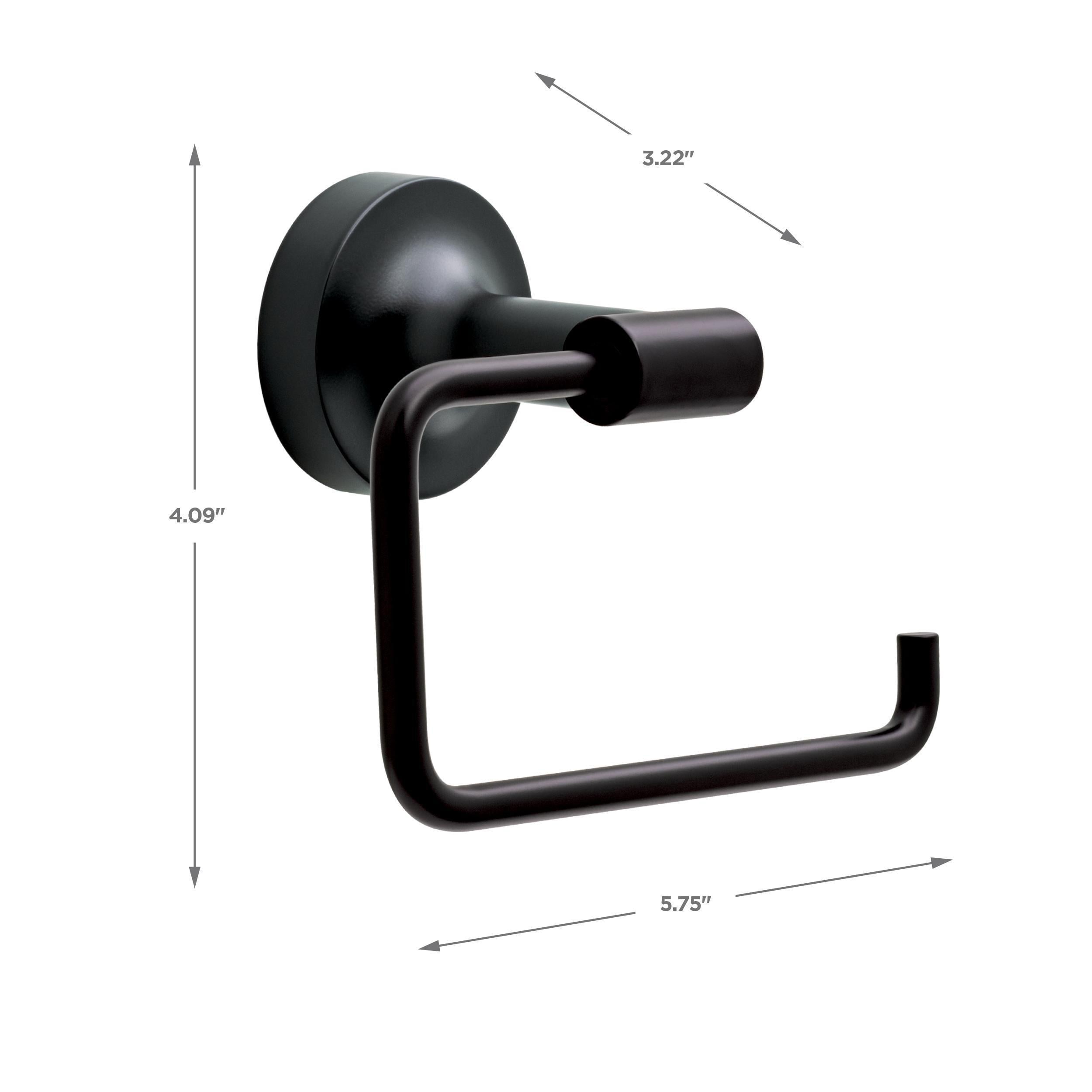Juego de accesorios decorativos para baño en negro mate de 4 piezas Franklin Brass Voisin - Barra para toallas, porta papel higiénico, anillo para toallas y gancho para batas incluidos VOI64-MB-VK