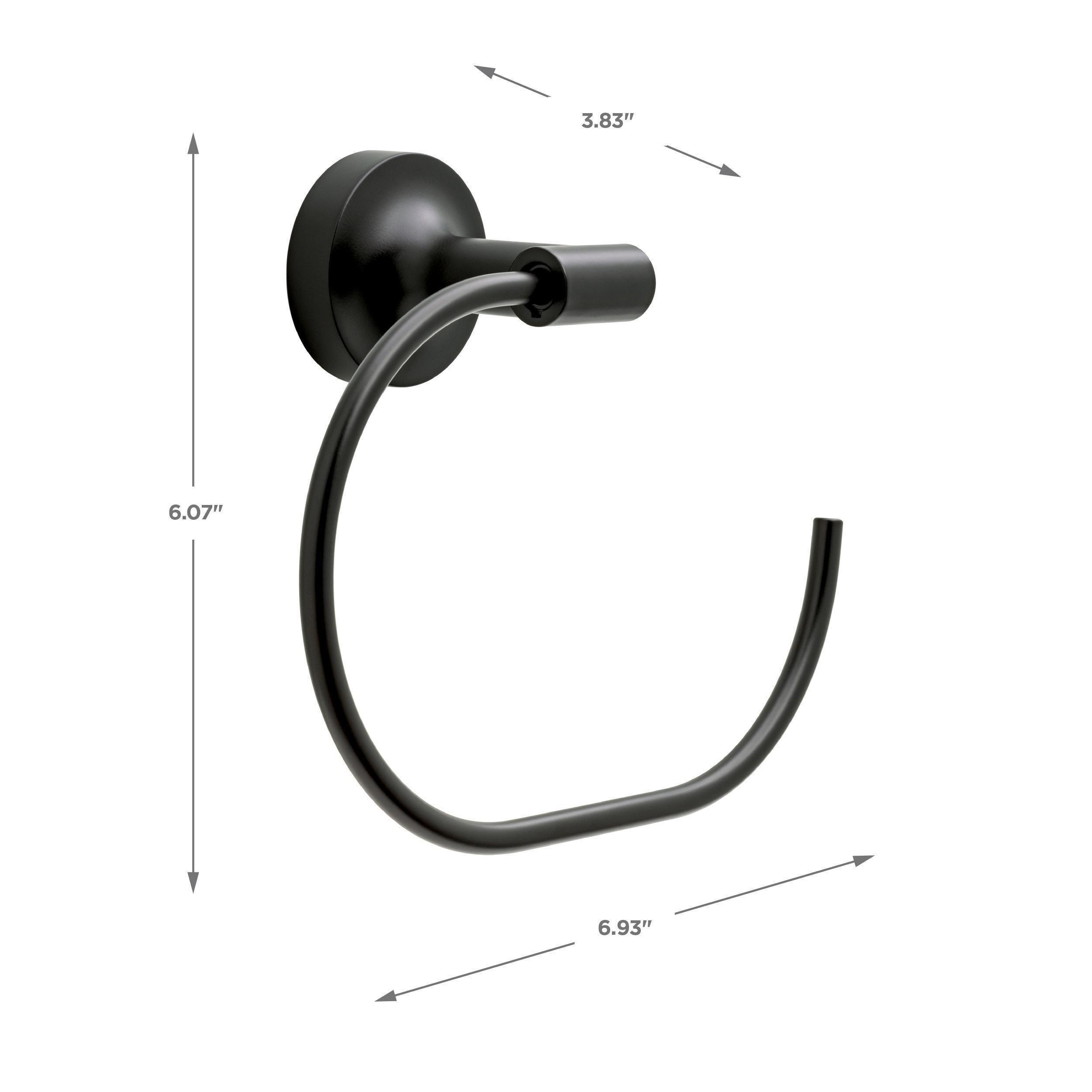 Juego de accesorios decorativos para baño en negro mate de 4 piezas Franklin Brass Voisin - Barra para toallas, porta papel higiénico, anillo para toallas y gancho para batas incluidos VOI64-MB-VK