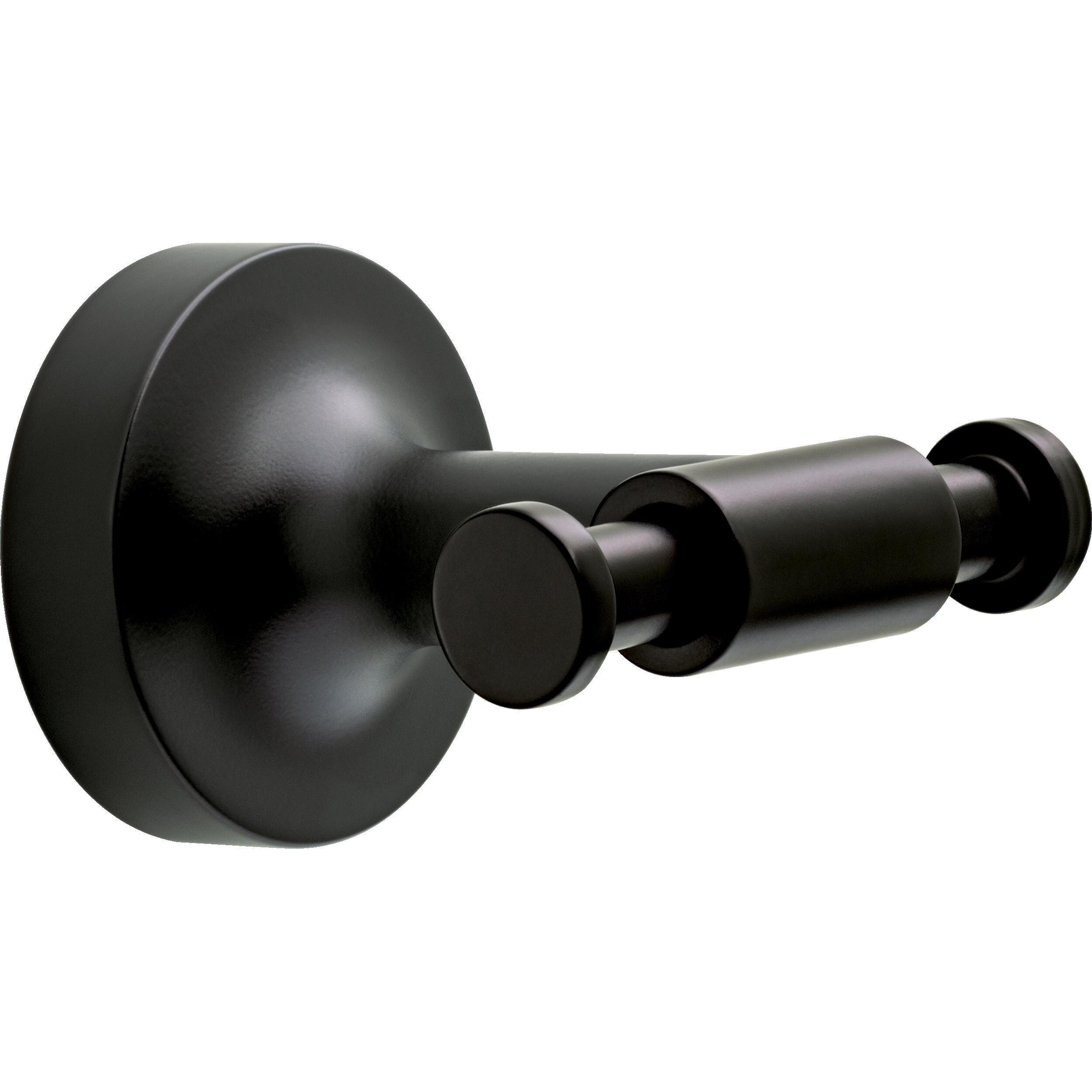Juego de accesorios decorativos para baño en negro mate de 4 piezas Franklin Brass Voisin - Barra para toallas, porta papel higiénico, anillo para toallas y gancho para batas incluidos VOI64-MB-VK