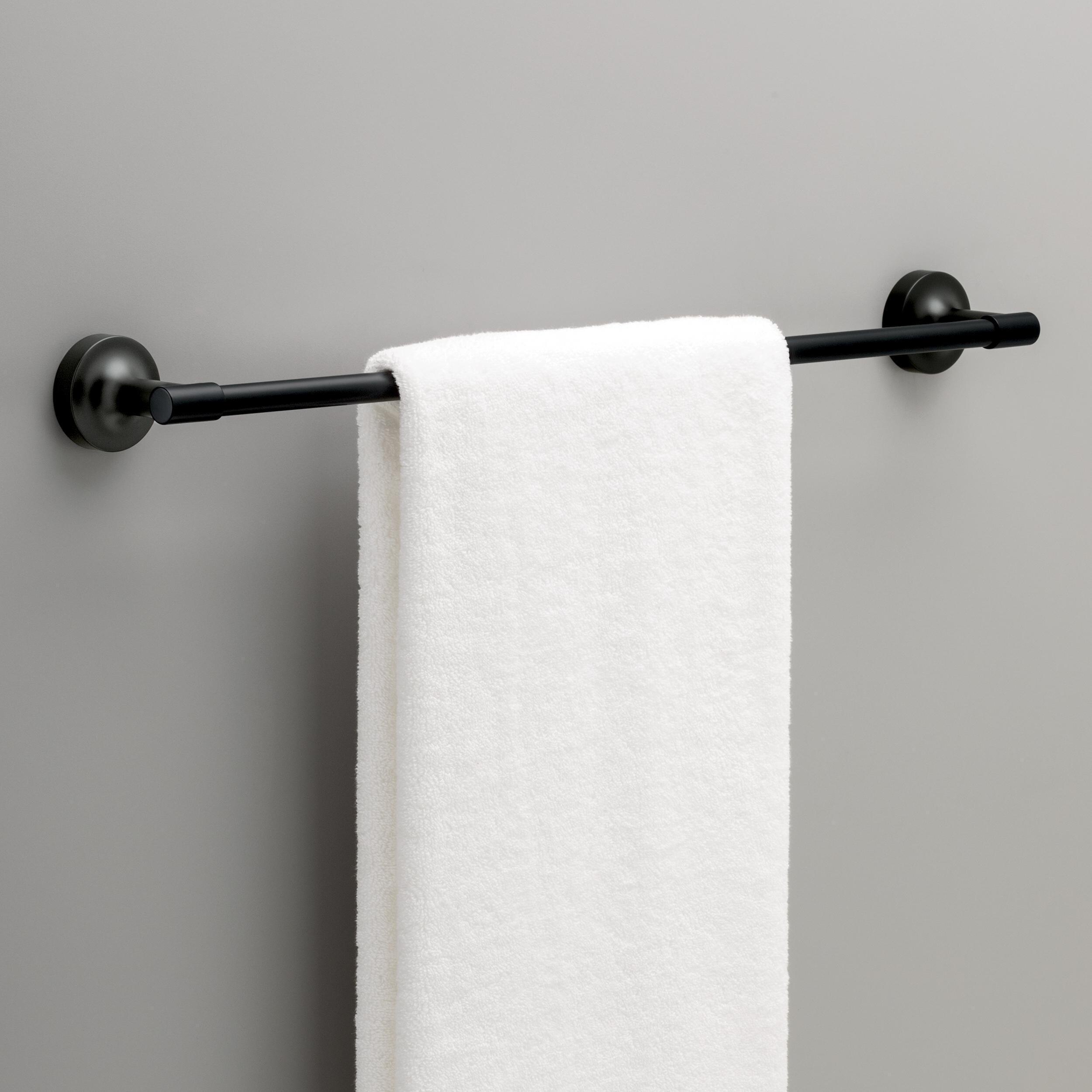 Juego de accesorios decorativos para baño en negro mate de 4 piezas Franklin Brass Voisin - Barra para toallas, porta papel higiénico, anillo para toallas y gancho para batas incluidos VOI64-MB-VK