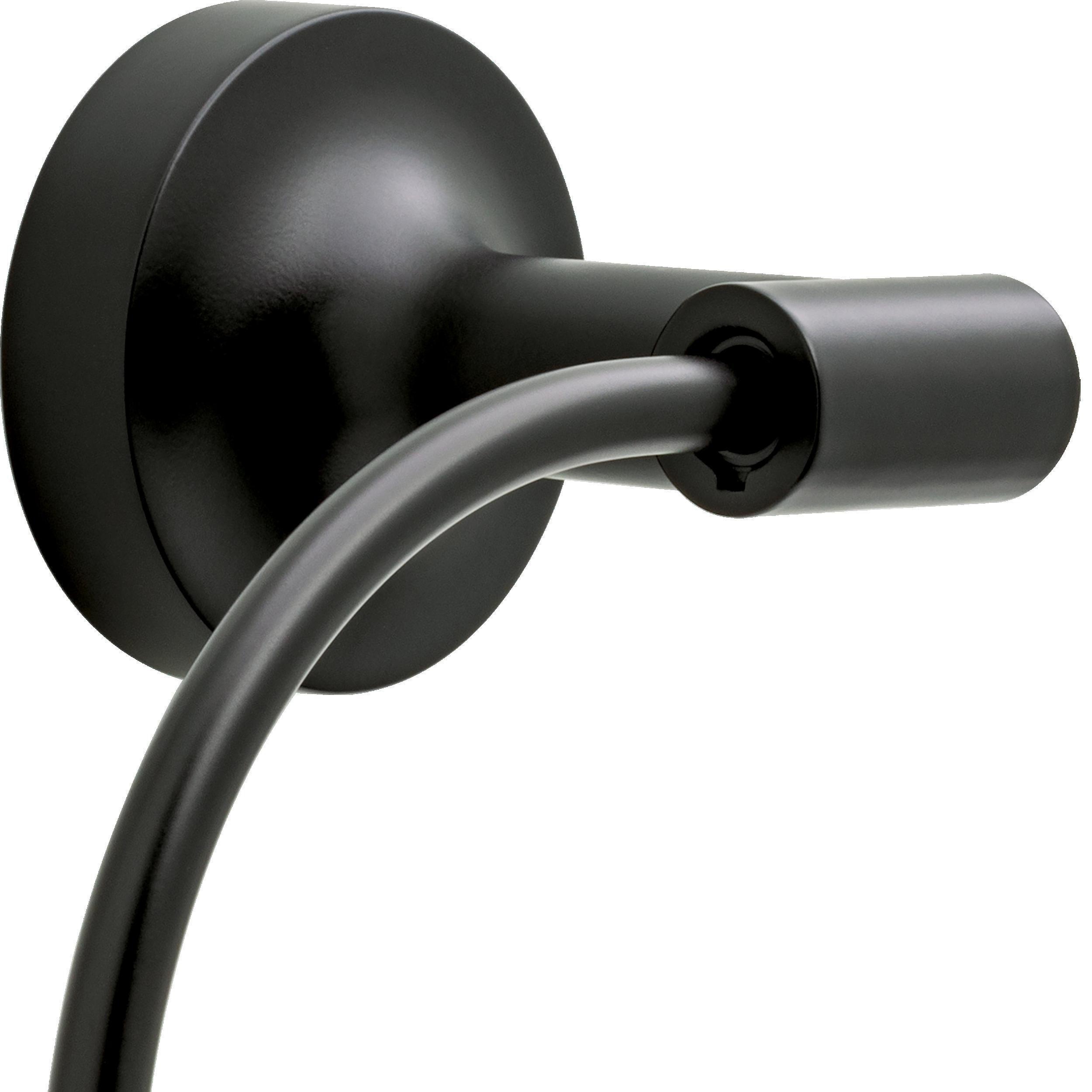 Juego de accesorios decorativos para baño en negro mate de 4 piezas Franklin Brass Voisin - Barra para toallas, porta papel higiénico, anillo para toallas y gancho para batas incluidos VOI64-MB-VK
