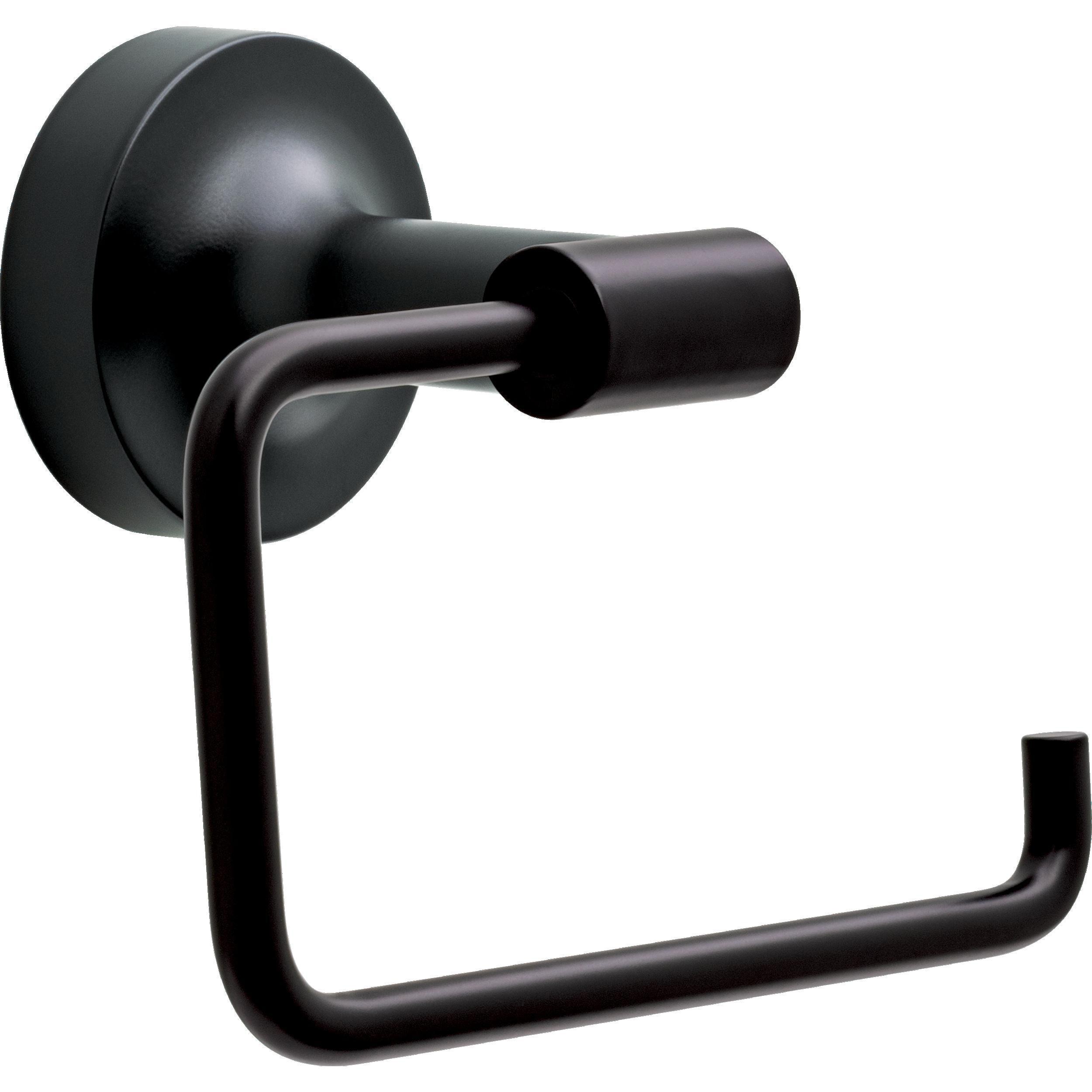 Juego de accesorios decorativos para baño en negro mate de 4 piezas Franklin Brass Voisin - Barra para toallas, porta papel higiénico, anillo para toallas y gancho para batas incluidos VOI64-MB-VK