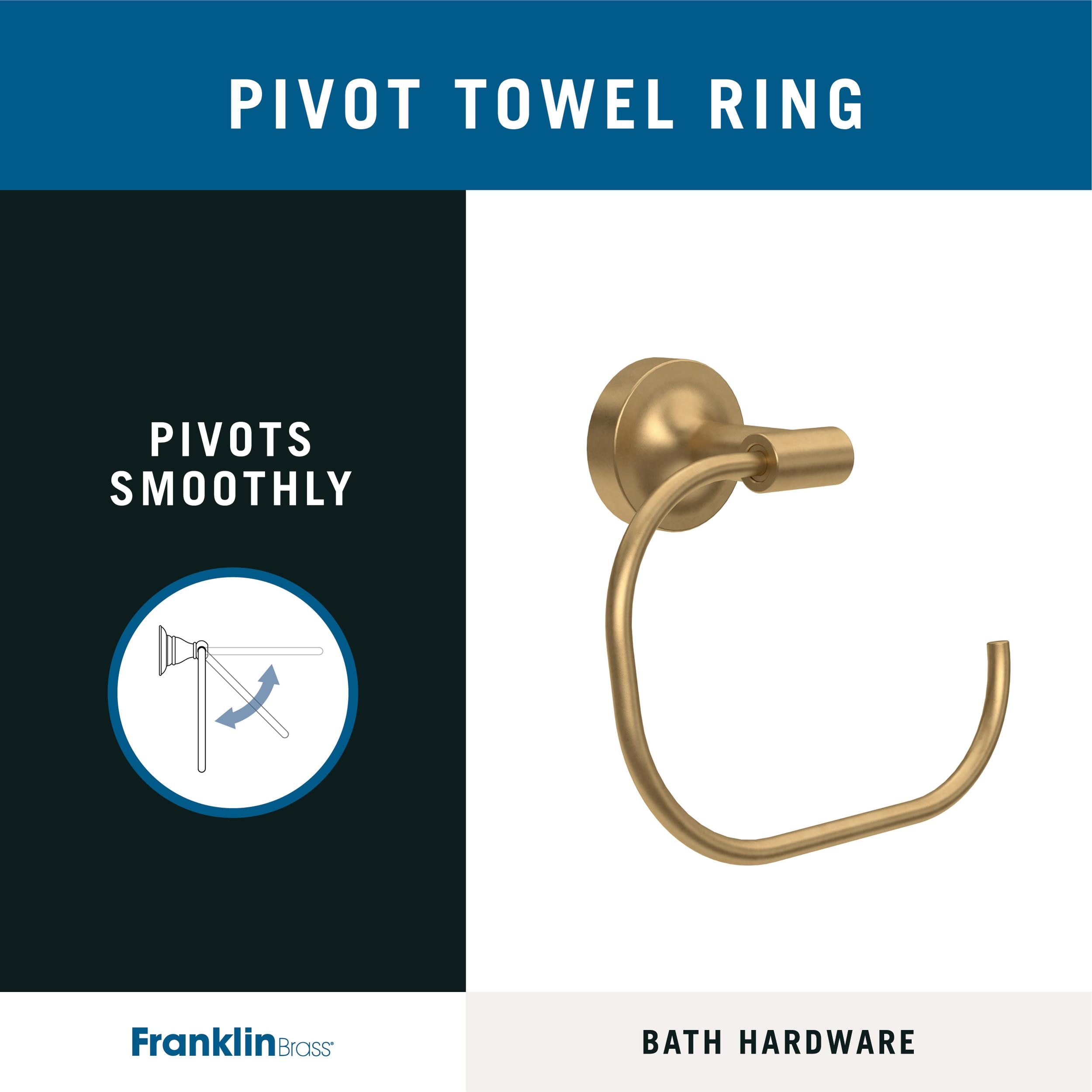 Juego de Accesorios Decorativos para Baño en Satín Dorado de 4 Piezas Franklin Brass Voisin - Barra de Toalla, Portarrollos de Papel Higiénico, Anillo para Toalla, Gancho para Bata incluido VOI64-BB-VK