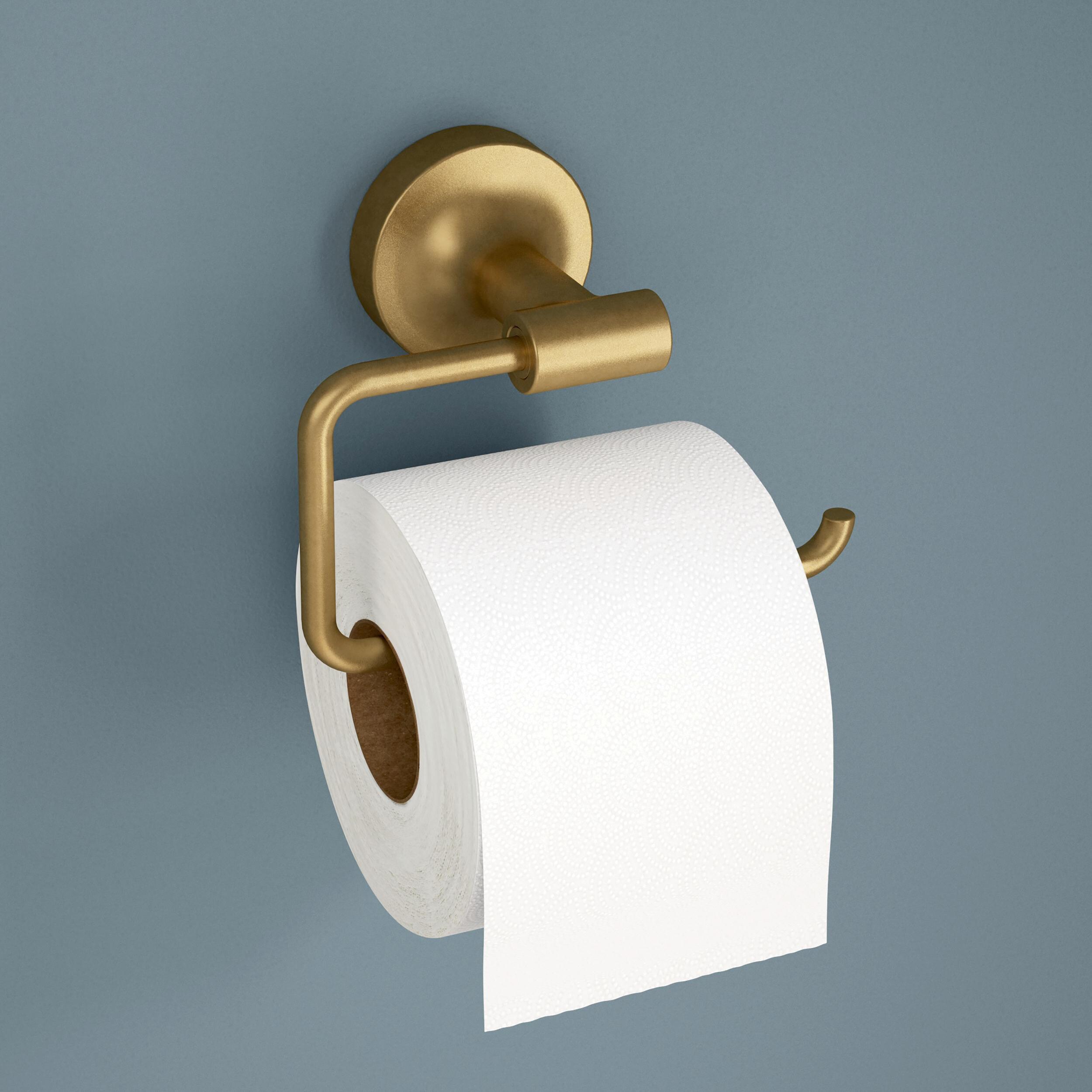 Juego de Accesorios Decorativos para Baño en Satín Dorado de 4 Piezas Franklin Brass Voisin - Barra de Toalla, Portarrollos de Papel Higiénico, Anillo para Toalla, Gancho para Bata incluido VOI64-BB-VK