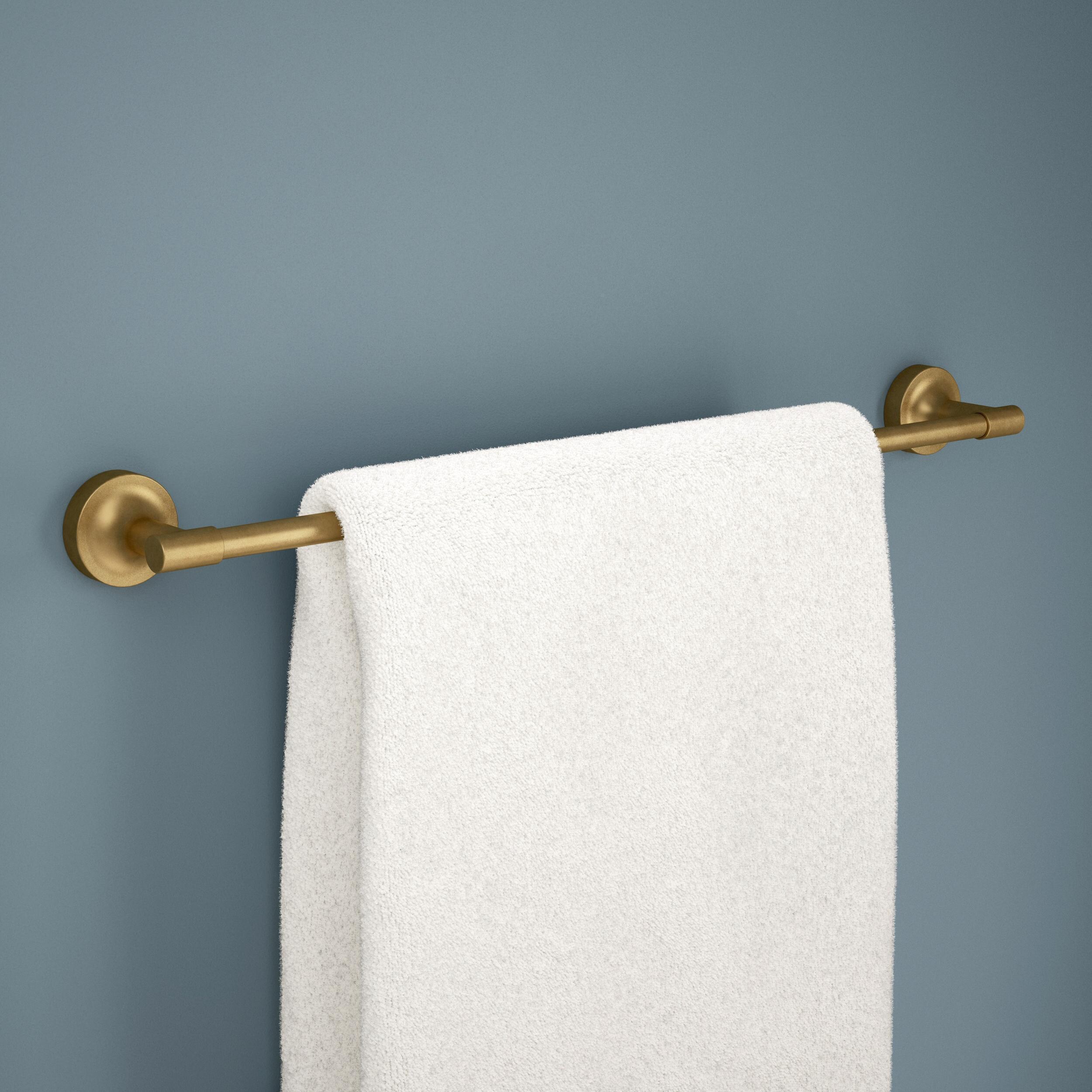 Juego de Accesorios Decorativos para Baño en Satín Dorado de 4 Piezas Franklin Brass Voisin - Barra de Toalla, Portarrollos de Papel Higiénico, Anillo para Toalla, Gancho para Bata incluido VOI64-BB-VK