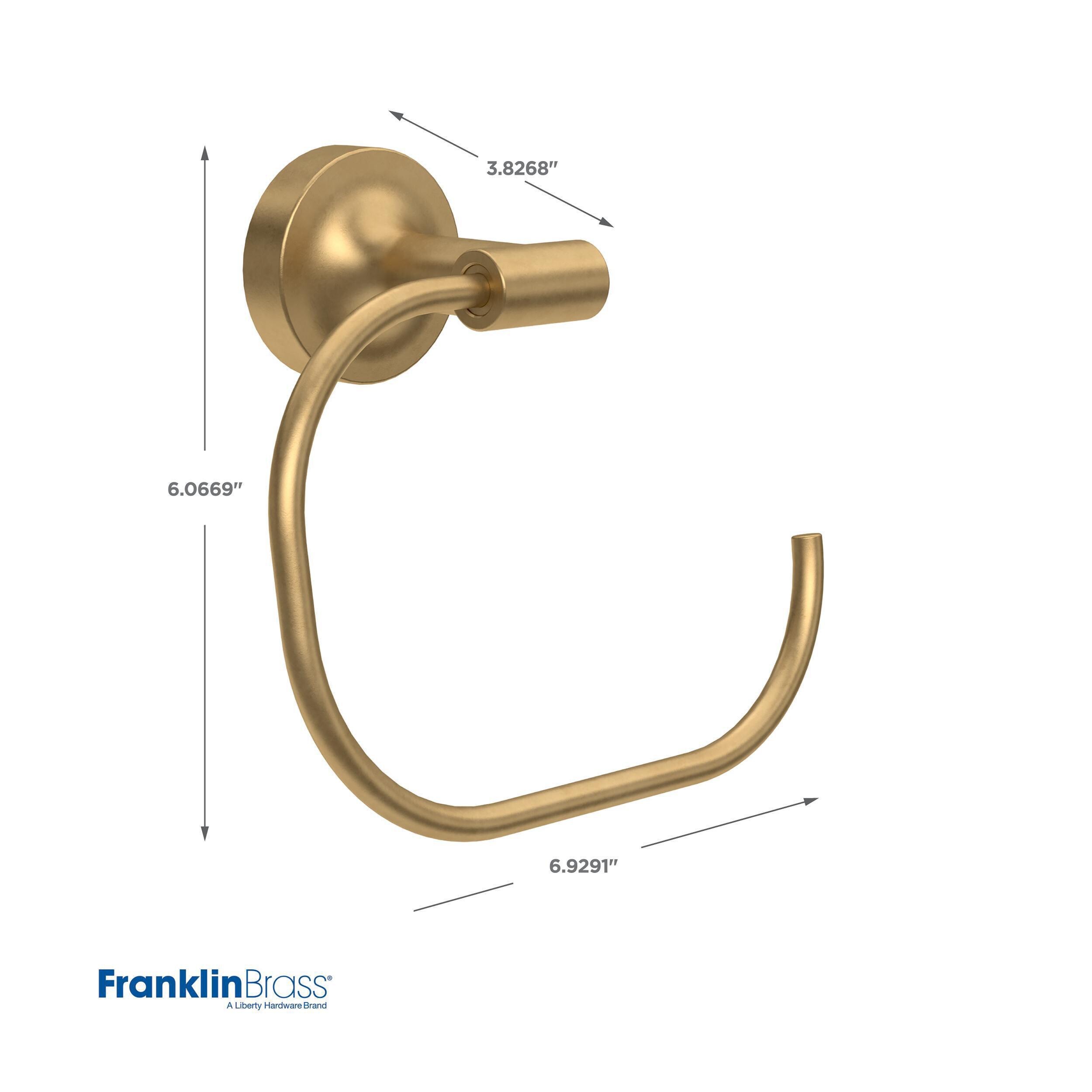 Juego de Accesorios Decorativos para Baño en Satín Dorado de 4 Piezas Franklin Brass Voisin - Barra de Toalla, Portarrollos de Papel Higiénico, Anillo para Toalla, Gancho para Bata incluido VOI64-BB-VK