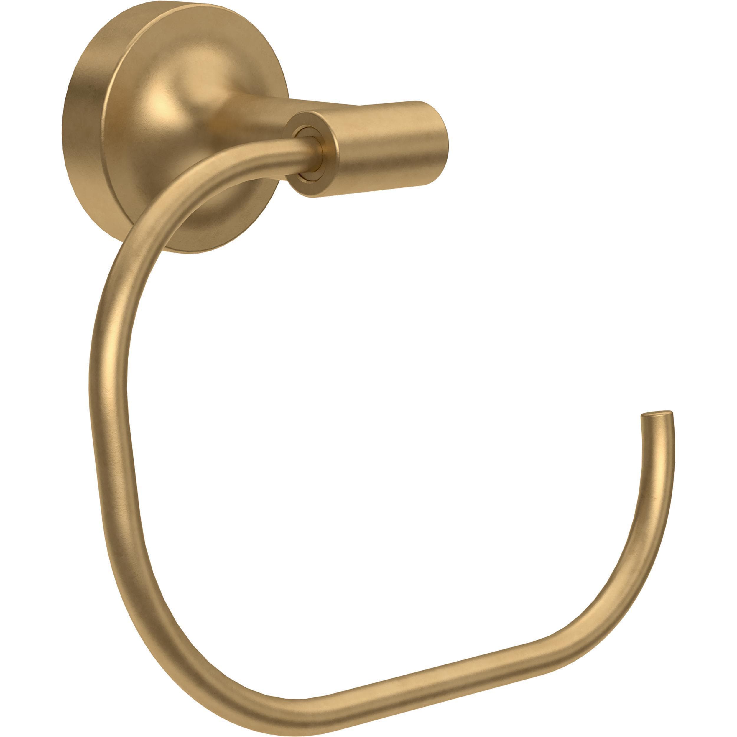 Juego de Accesorios Decorativos para Baño en Satín Dorado de 4 Piezas Franklin Brass Voisin - Barra de Toalla, Portarrollos de Papel Higiénico, Anillo para Toalla, Gancho para Bata incluido VOI64-BB-VK