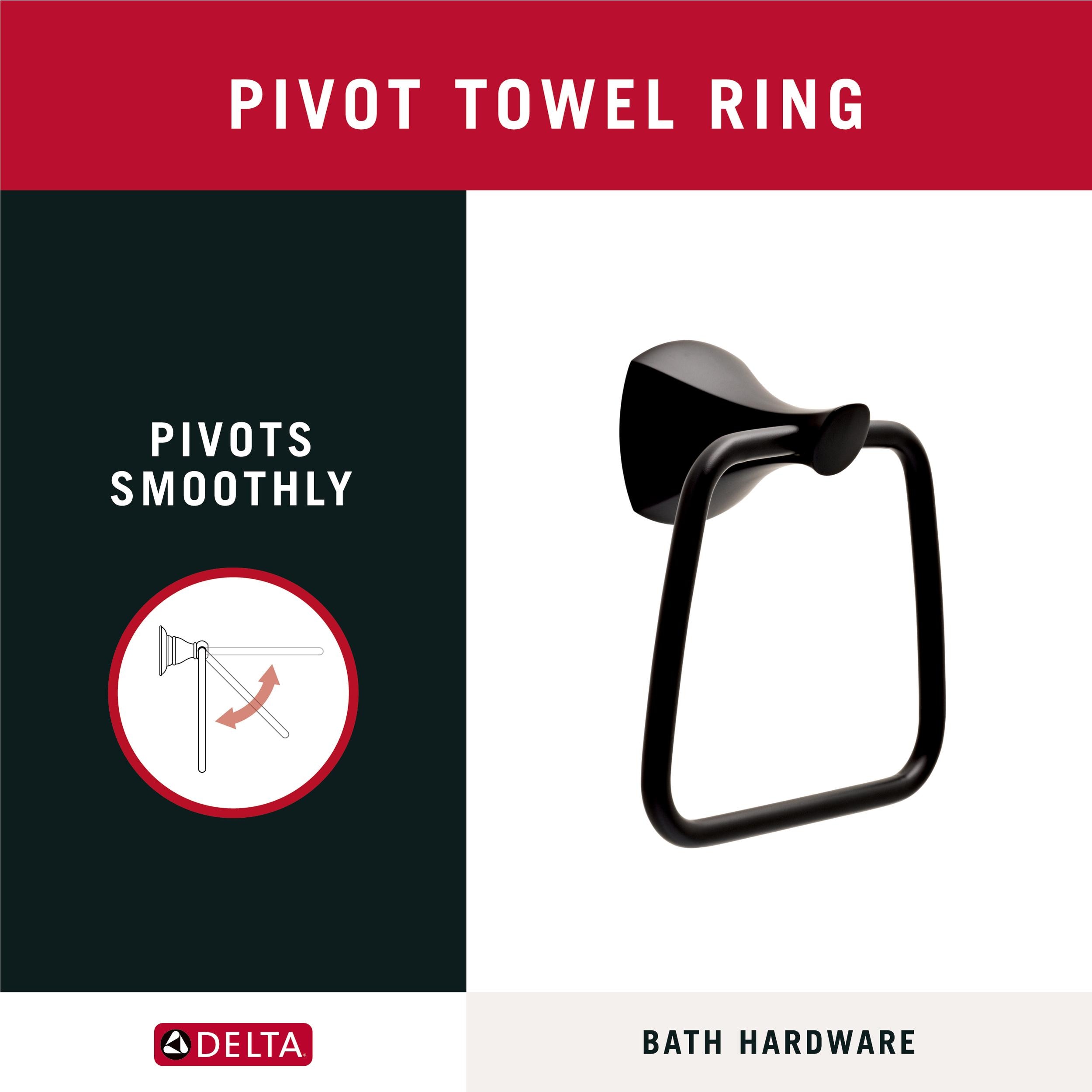 Juego de Accesorios de Baño Decorativos Matte Black de 4 Piezas Delta Sandover - Barra de Toalla, Porta Papel, Argolla de Toalla, Gancho para Bata incluido SAN64-FB-VK