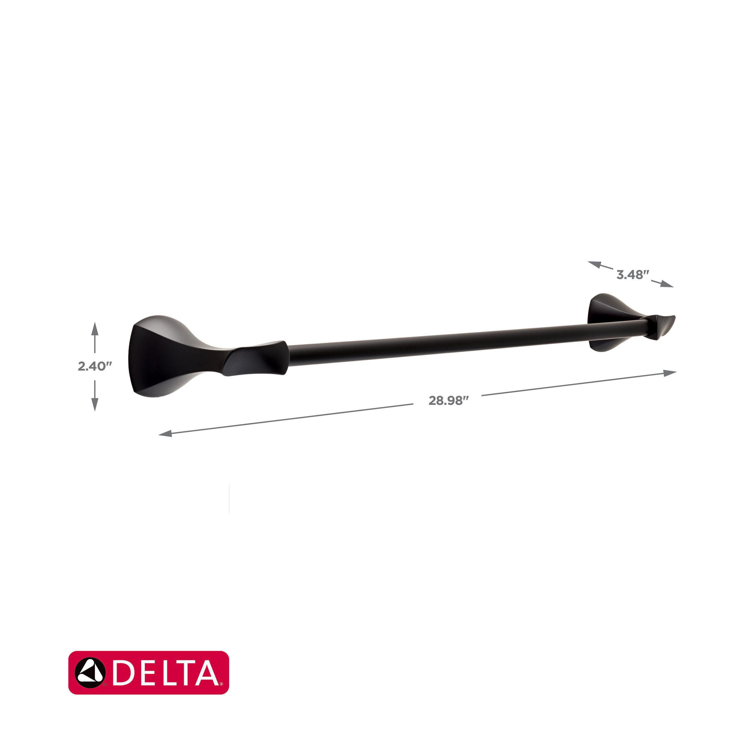 Juego de Accesorios de Baño Decorativos Matte Black de 4 Piezas Delta Sandover - Barra de Toalla, Porta Papel, Argolla de Toalla, Gancho para Bata incluido SAN64-FB-VK