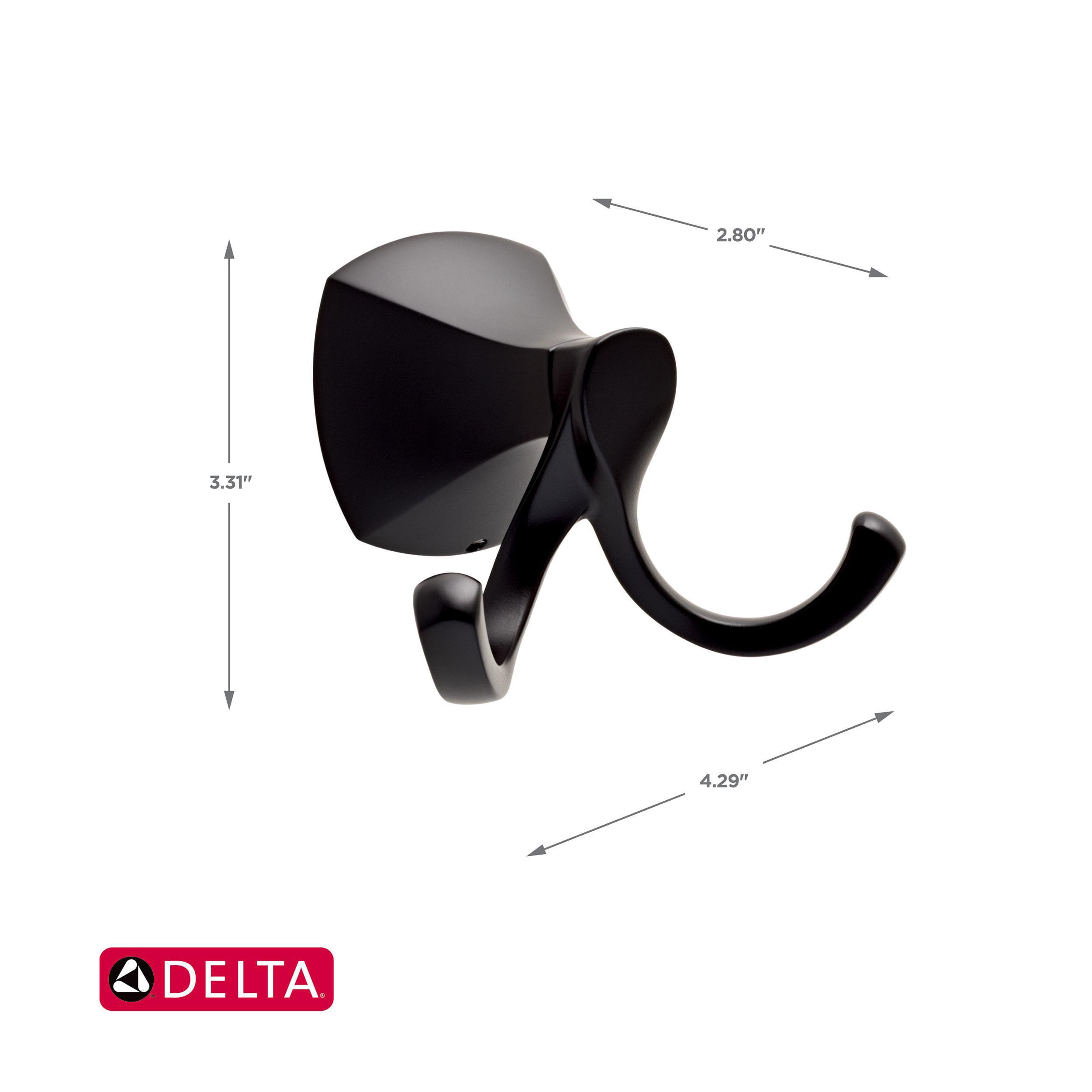 Juego de Accesorios de Baño Decorativos Matte Black de 4 Piezas Delta Sandover - Barra de Toalla, Porta Papel, Argolla de Toalla, Gancho para Bata incluido SAN64-FB-VK