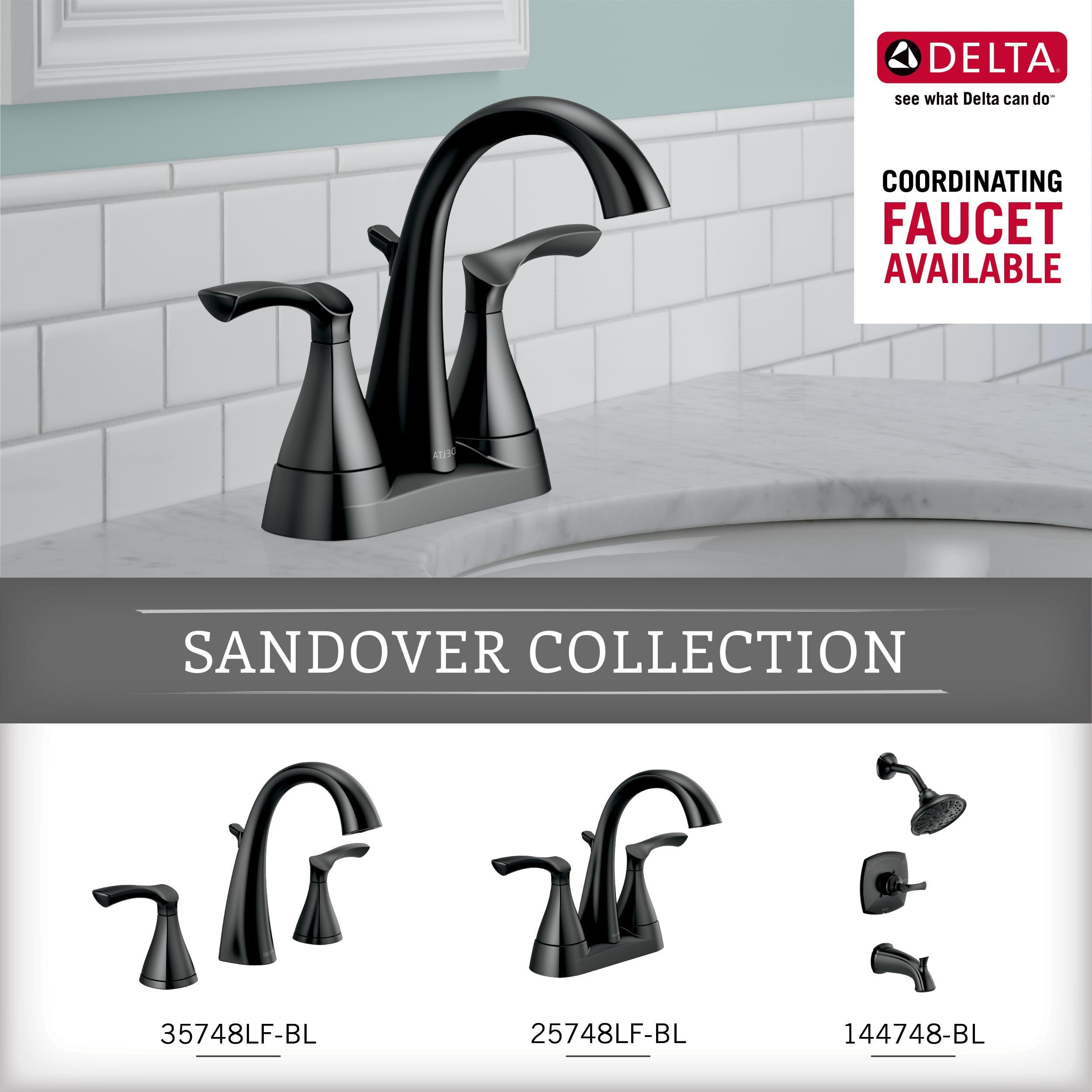 Juego de Accesorios de Baño Decorativos Matte Black de 4 Piezas Delta Sandover - Barra de Toalla, Porta Papel, Argolla de Toalla, Gancho para Bata incluido SAN64-FB-VK