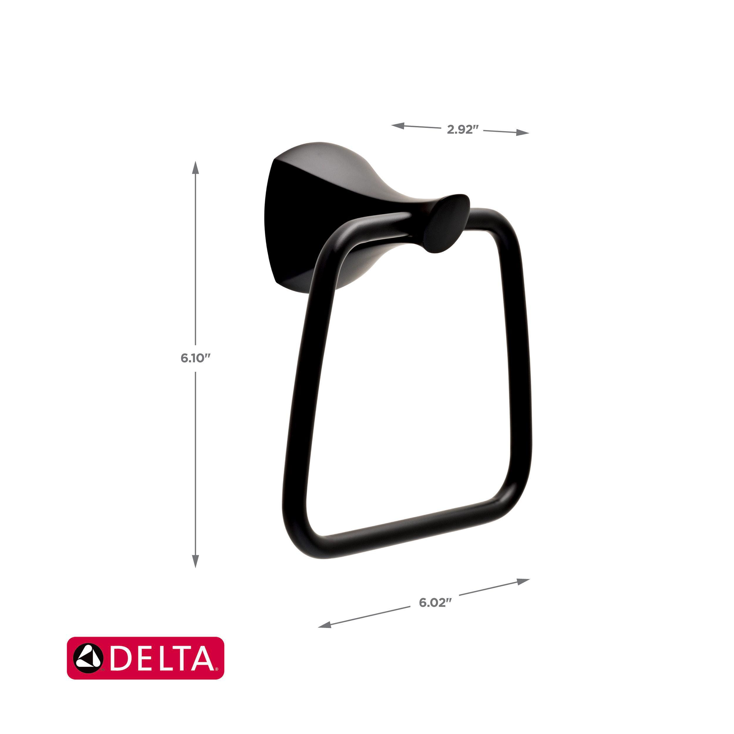 Juego de Accesorios de Baño Decorativos Matte Black de 4 Piezas Delta Sandover - Barra de Toalla, Porta Papel, Argolla de Toalla, Gancho para Bata incluido SAN64-FB-VK