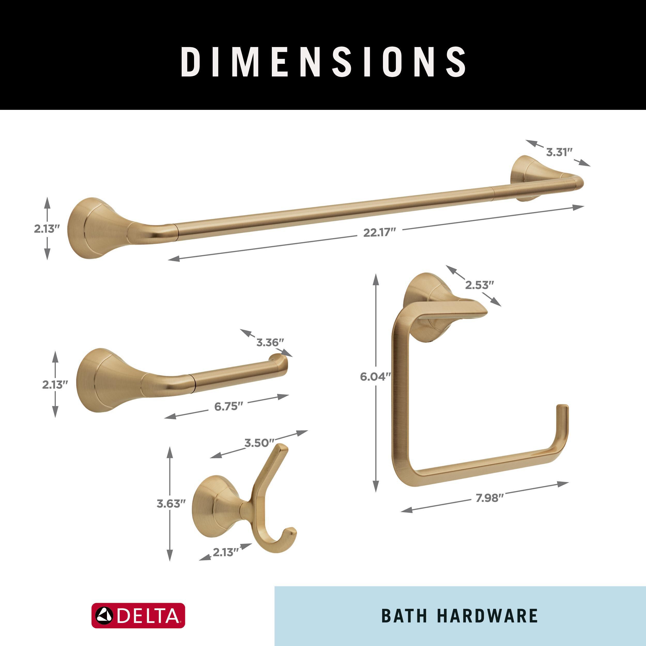 Juego de Accesorios Decorativos para Baño en Bronce Champagne Eldren de 4 Piezas - Porta Papel Higiénico, Argolla para Toallas, Gancho para Batas incluidos ELD64-CZ