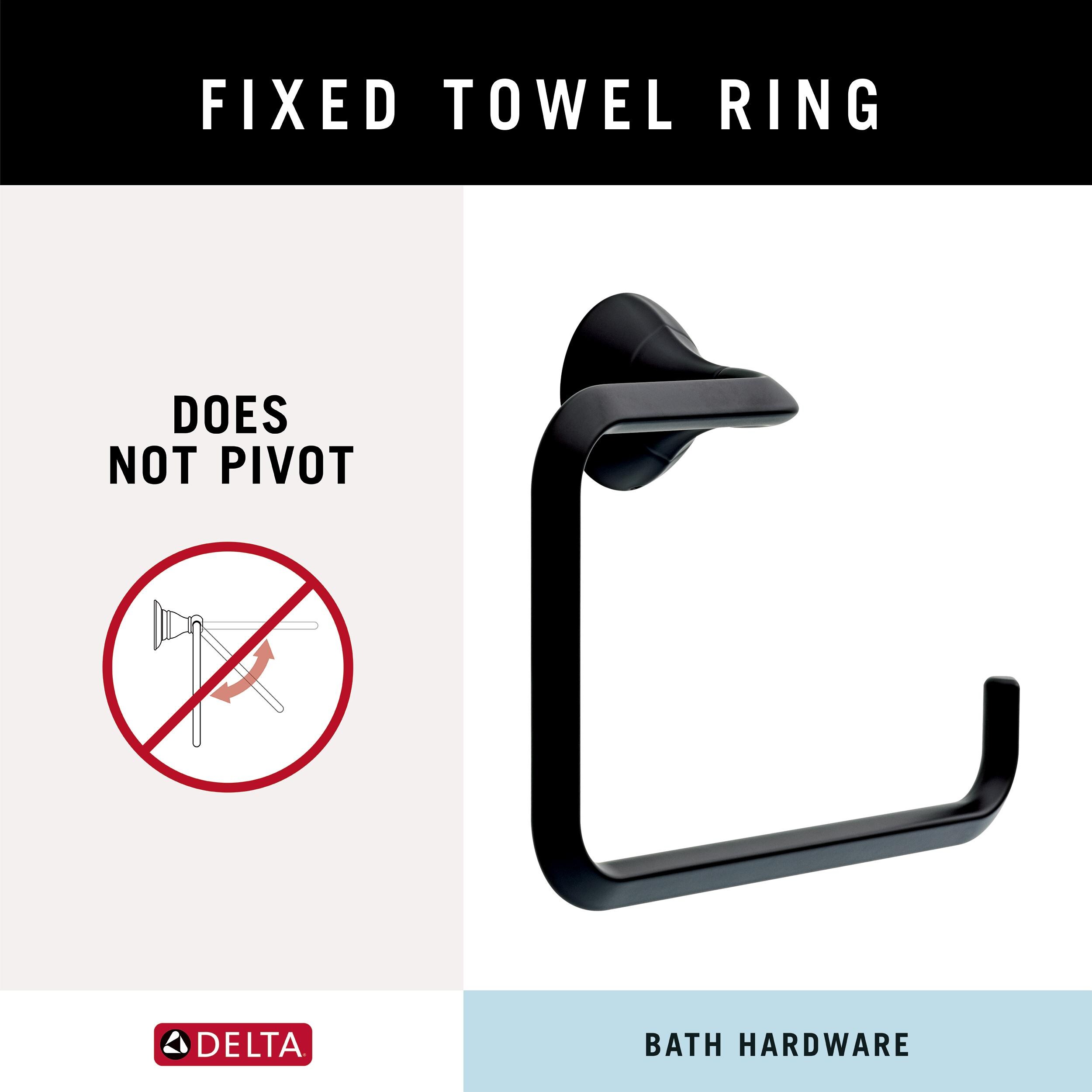 Juego de accesorios decorativos para baño en negro mate Delta Eldren de 4 piezas: Porta papel higiénico, argolla para toallas, gancho para batas incluidos ELD64-MB