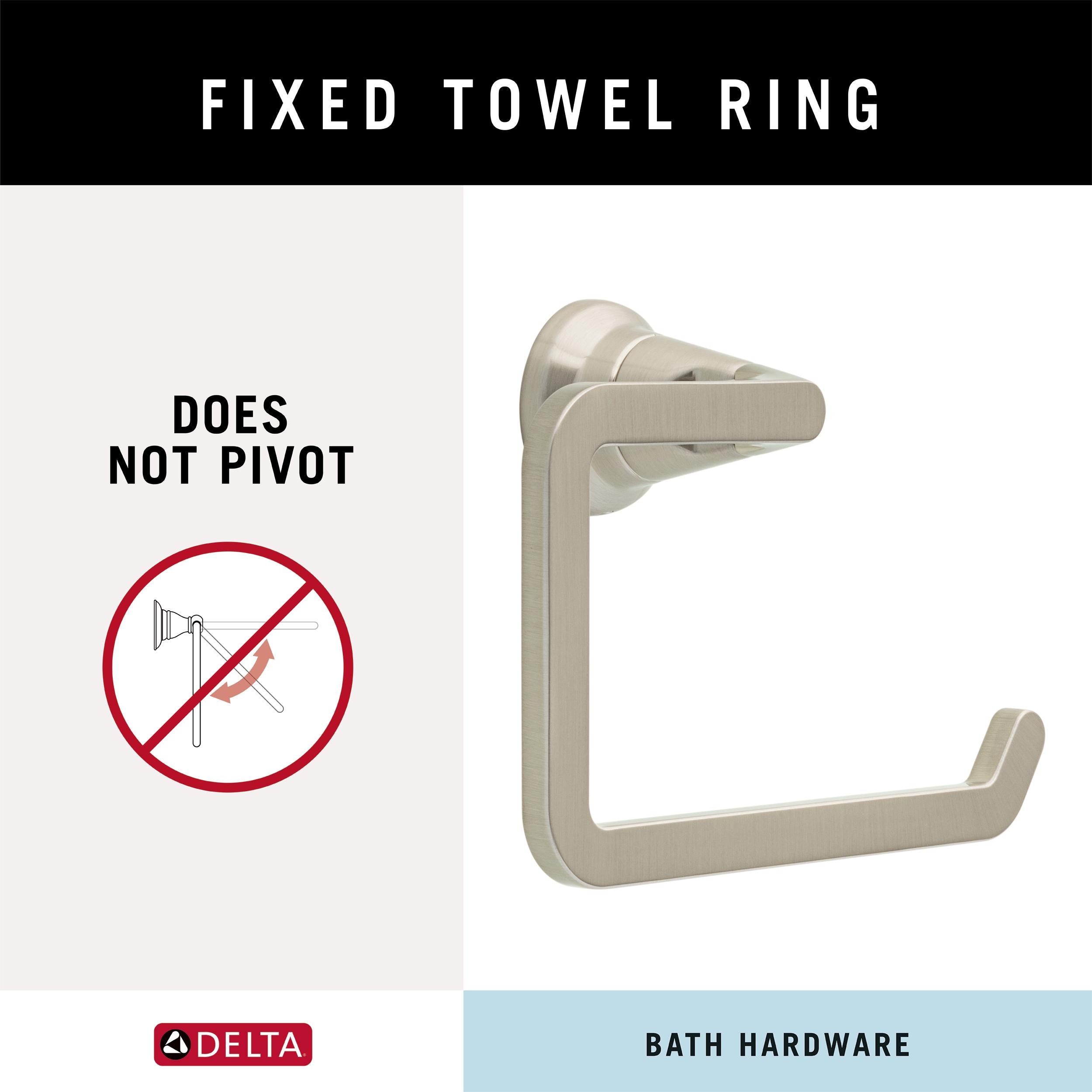 Set de accesorios decorativos para baño en níquel cepillado con tecnología Spotshield de Delta, incluye portarrollos, toallero y gancho para batas (SPR64-BN)