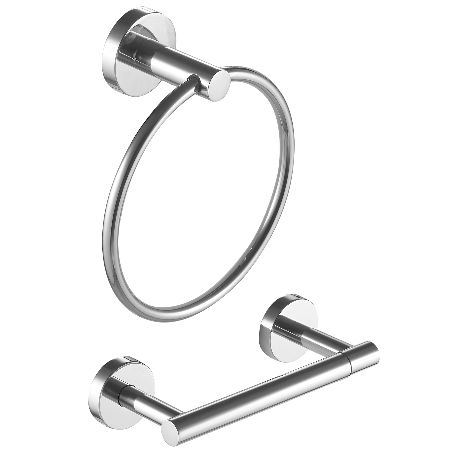 Juego de herrajes para baño decorativo cromado brillante de 2 piezas - Portarrollos de papel higiénico y argolla para toallas incluidos A-91042-B